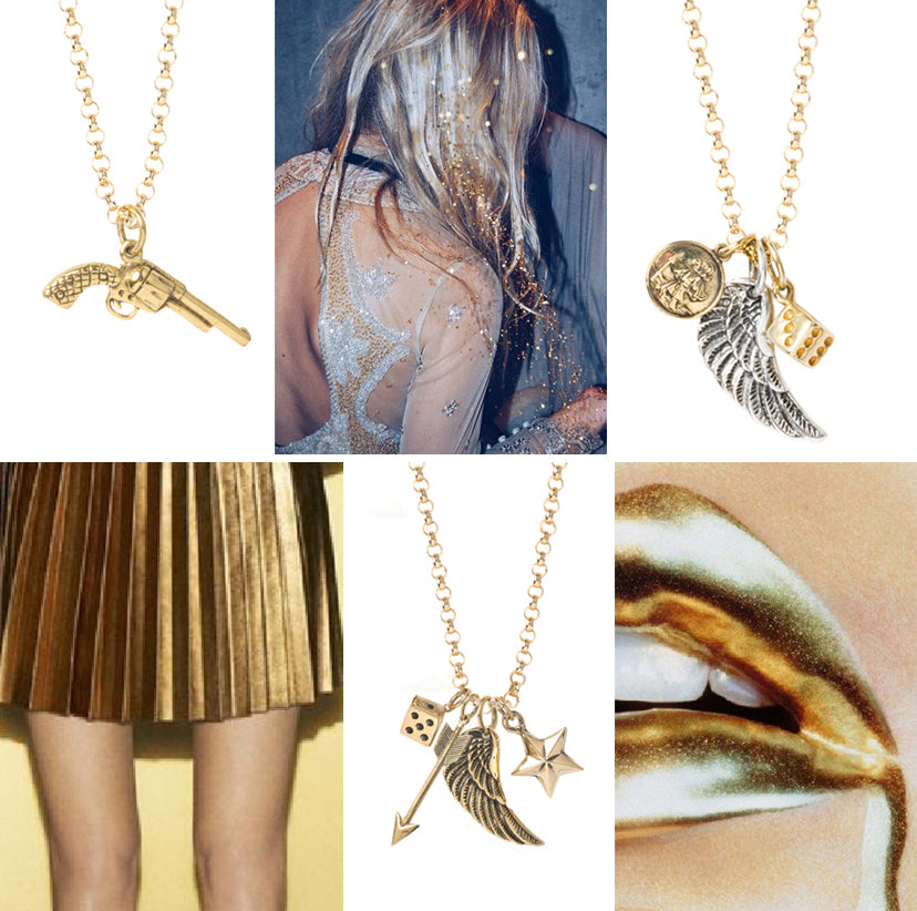 Gold charm necklaces