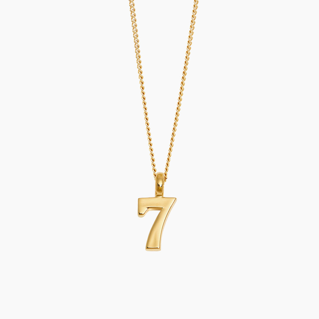 Gold Lucky No 7 On Fine Curb Chain