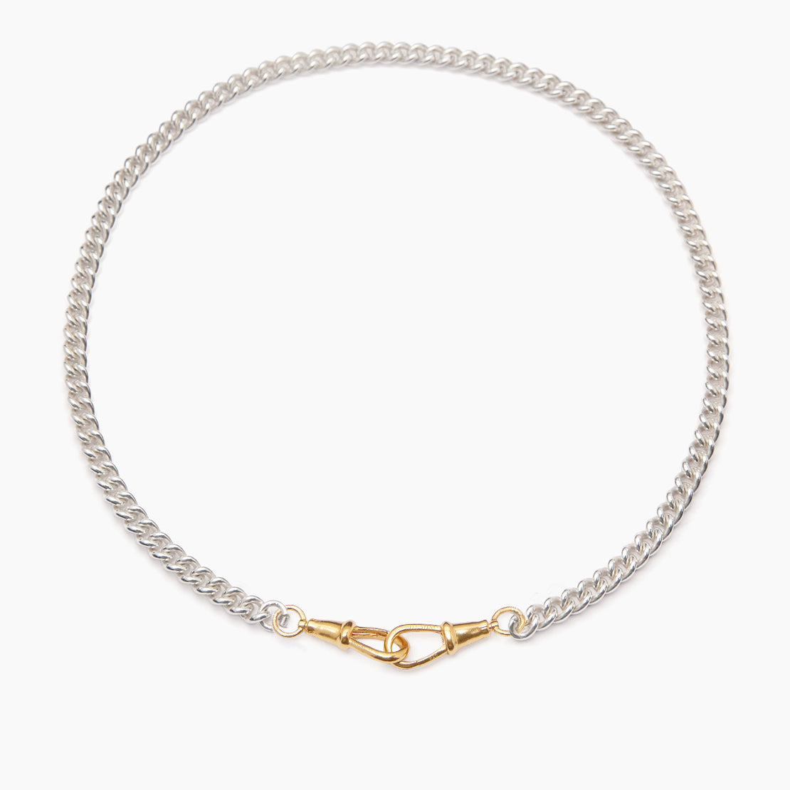 Slim Silver and Gold Curb Clipt Necklace