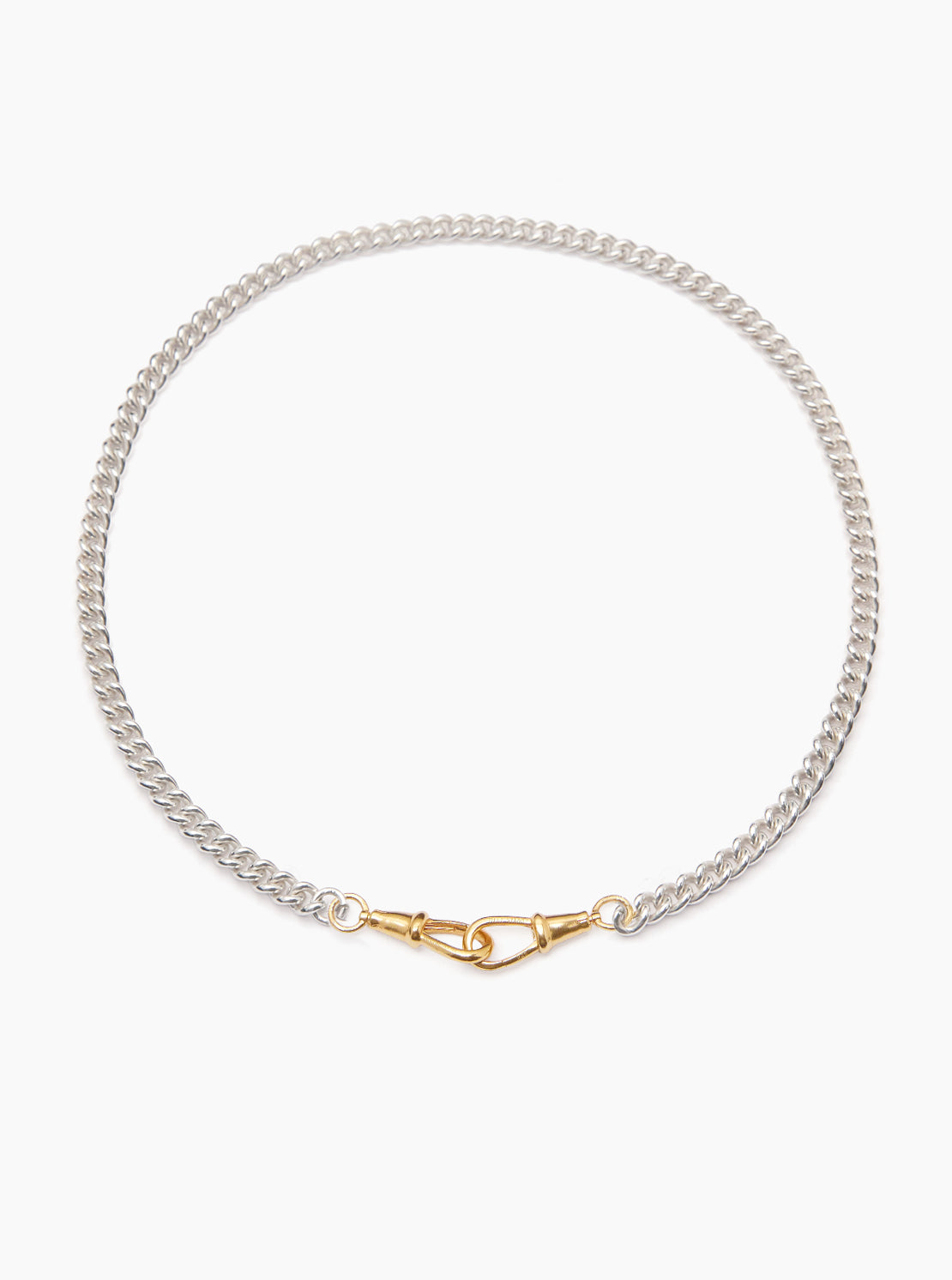 Slim Silver and Gold Curb Clipt Necklace