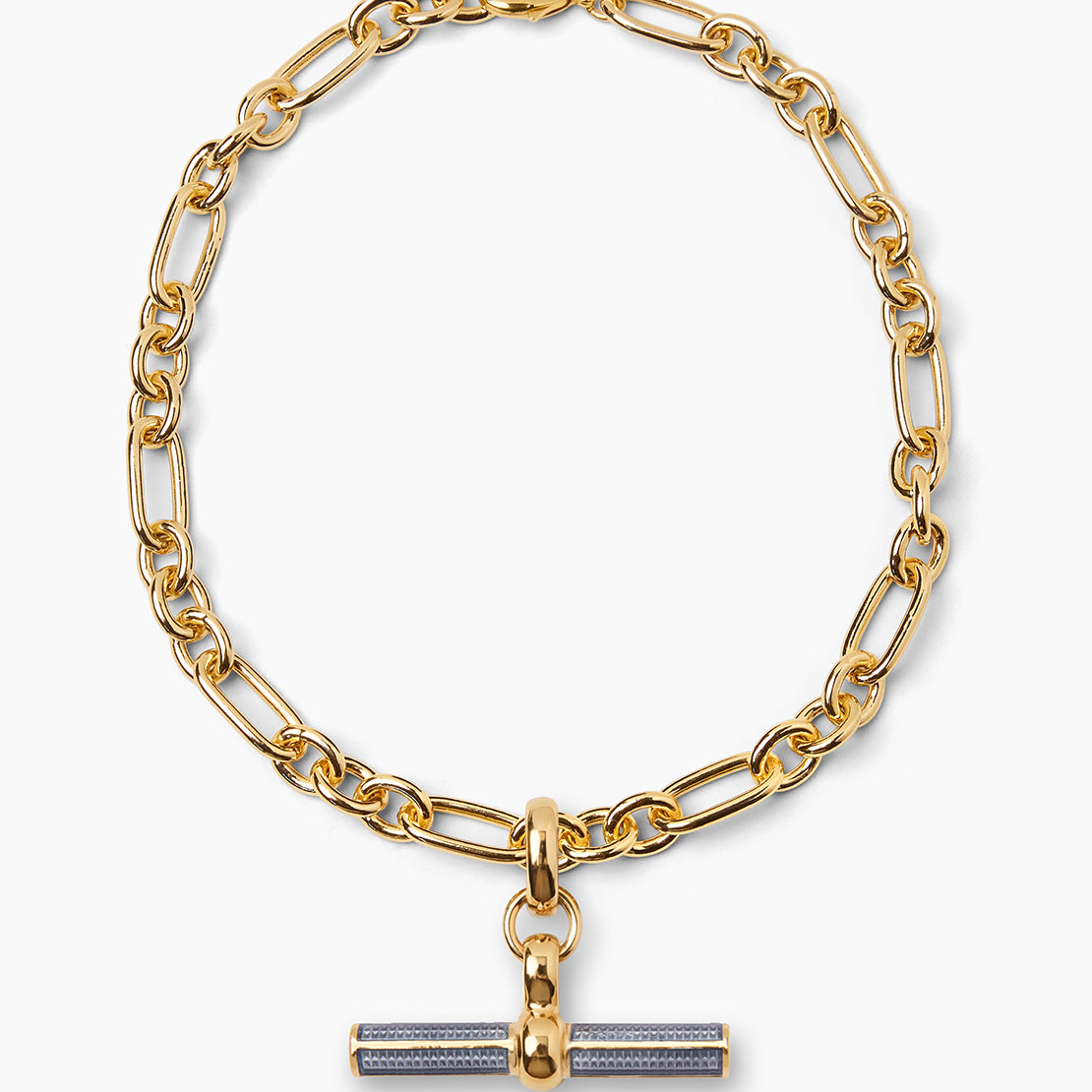 Grey Enamelled Giant Gold T-Bar on Firenze Necklace