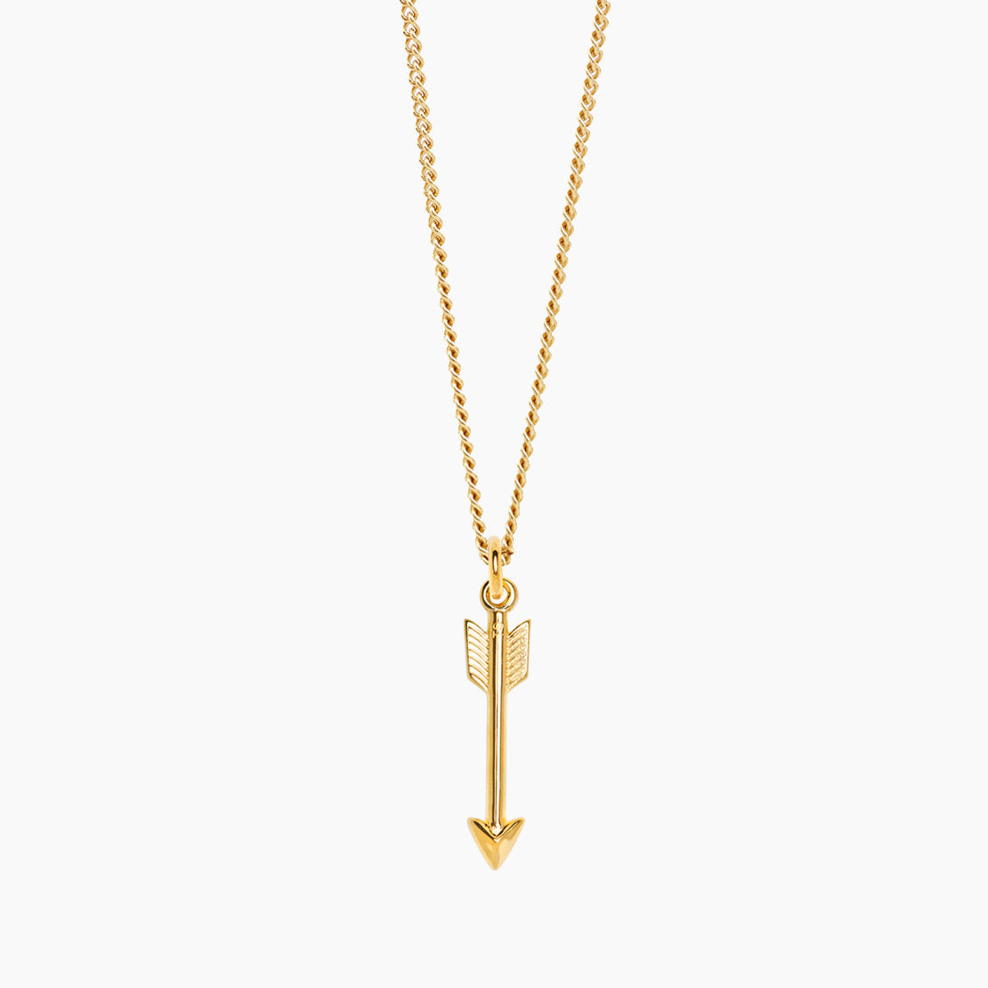 Gold Arrow Pendant on Fine Curb Chain