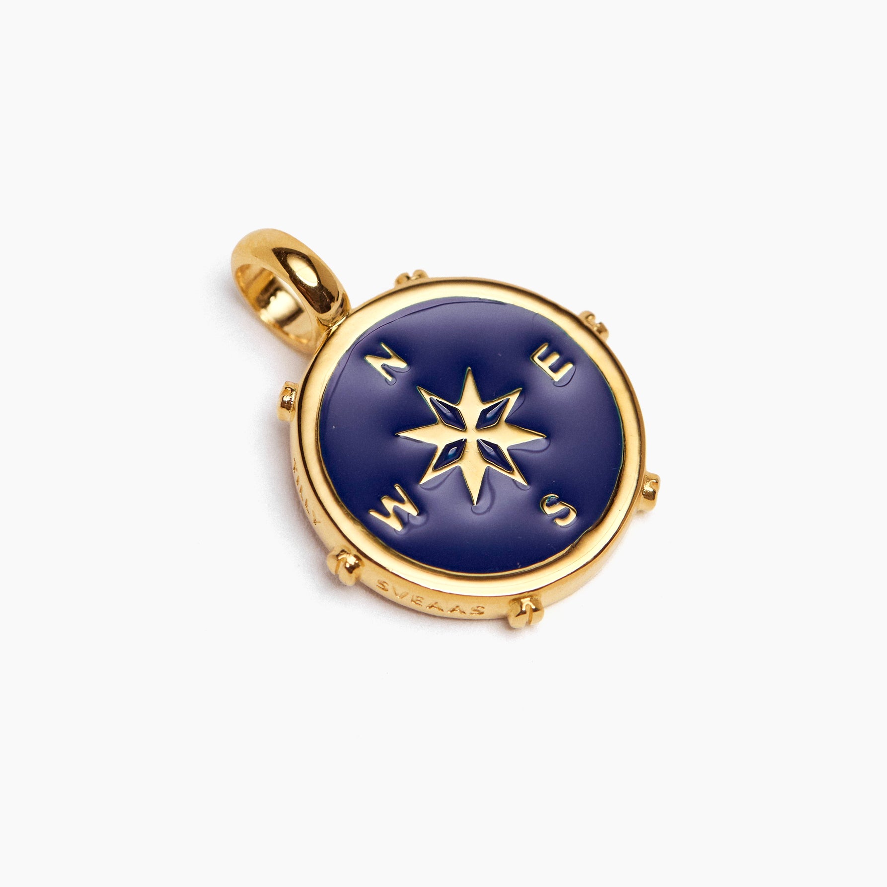 Gold Enamel Compass Charm