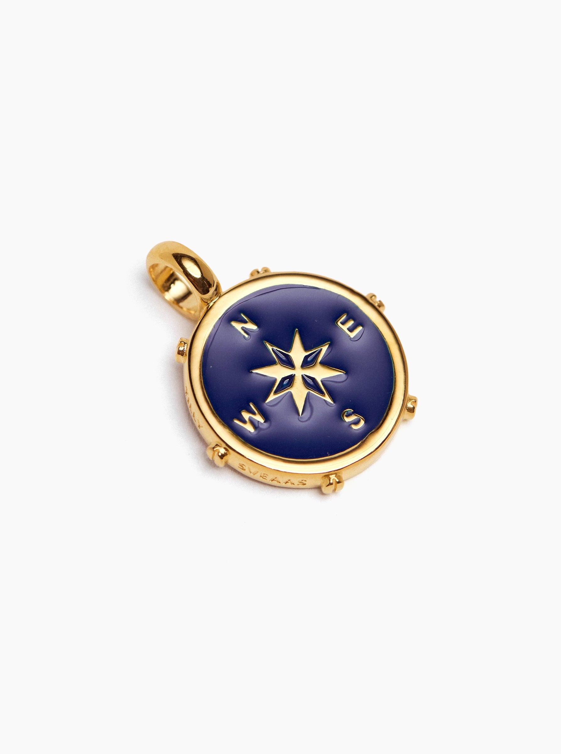 Gold Enamel Compass Charm