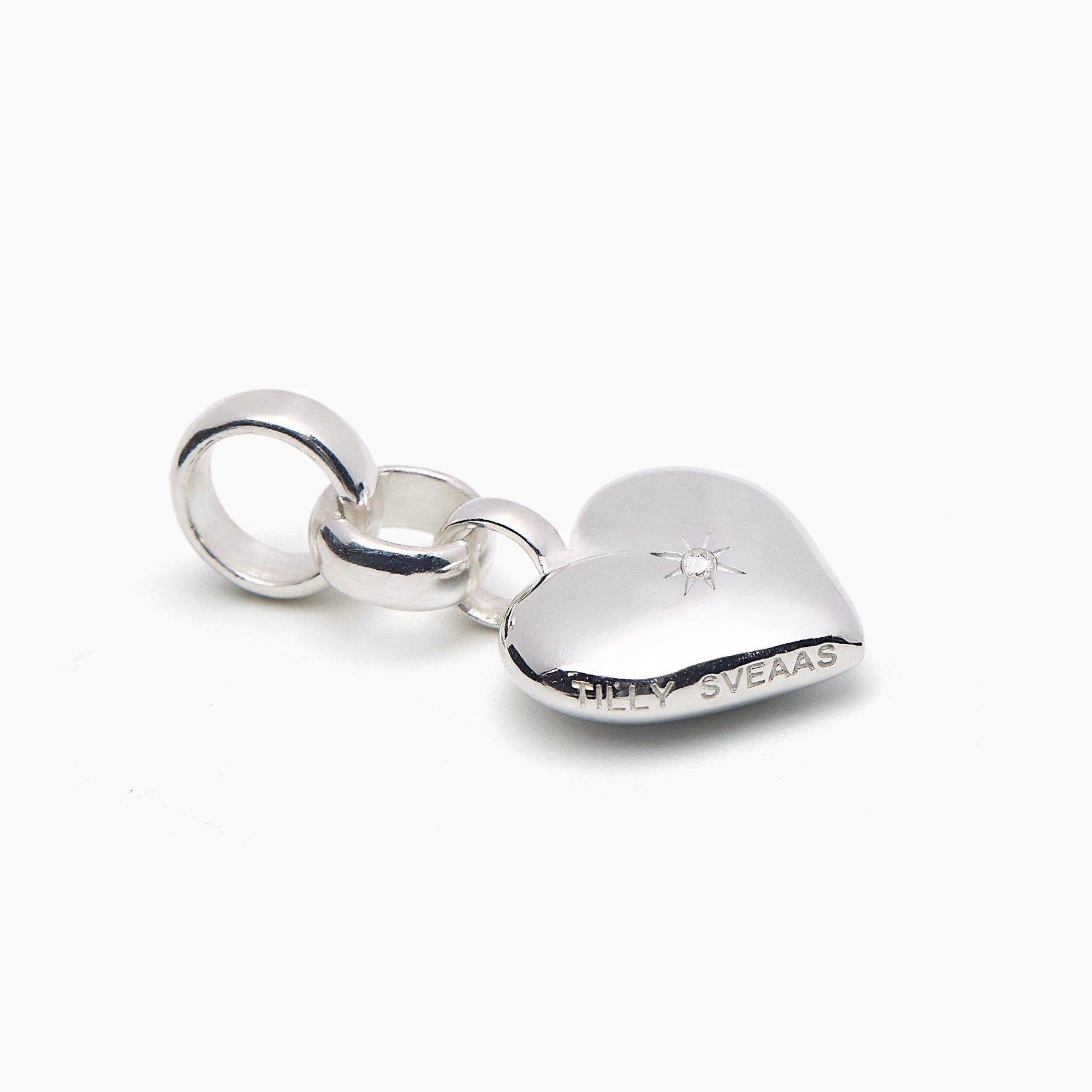 Small Silver Jewelled Heart Charm