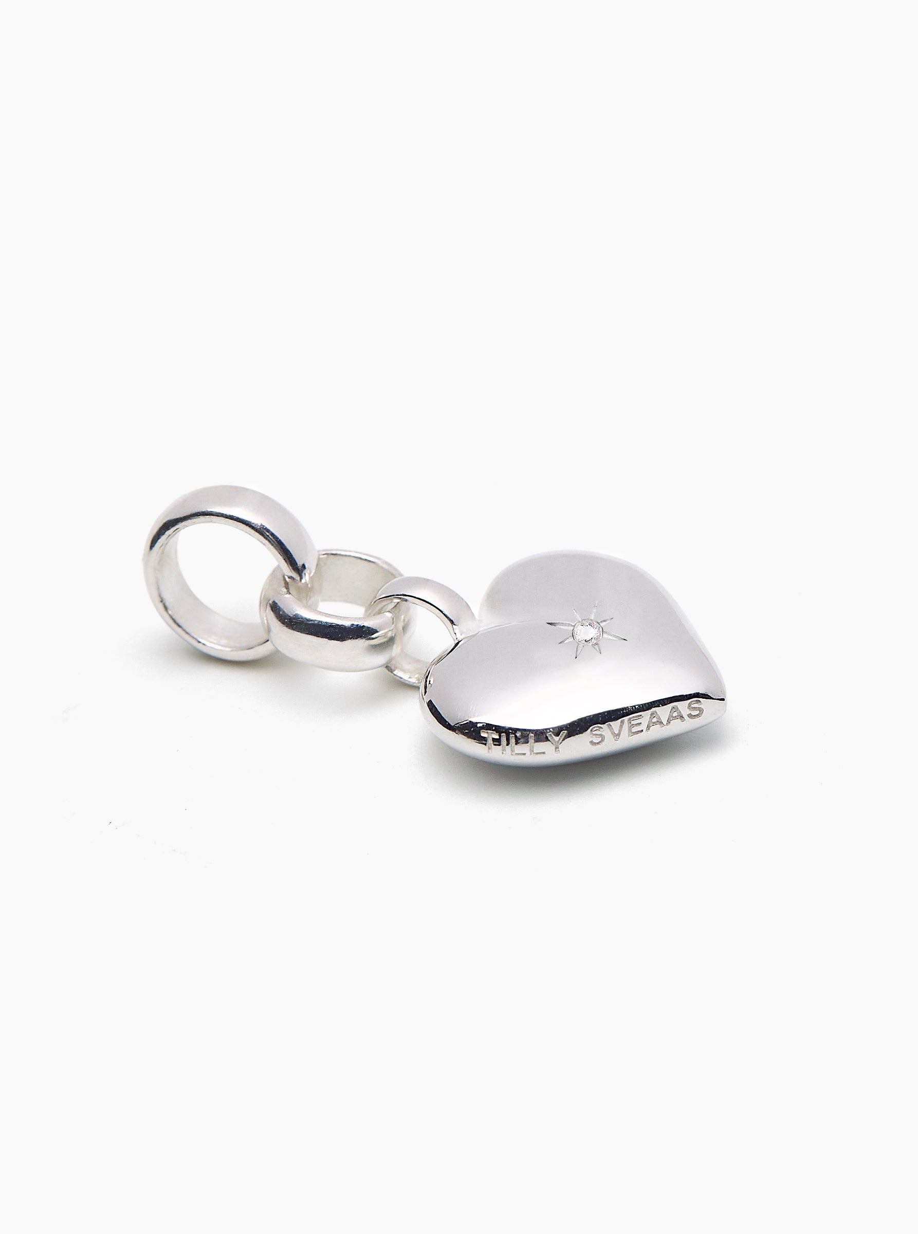 Small Silver Jewelled Heart Charm