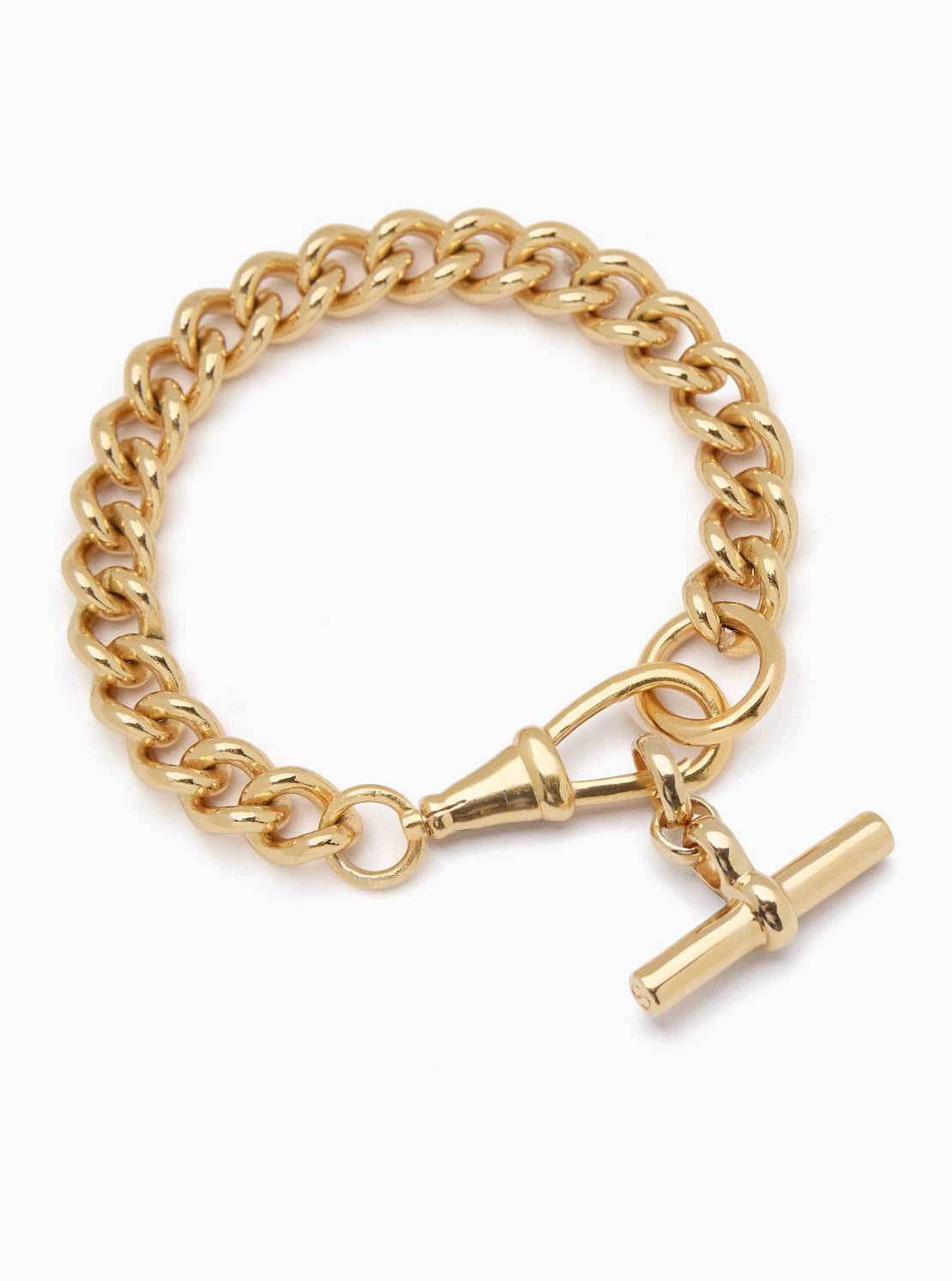 Large Gold Curb Clipt Bracelet with T-bar