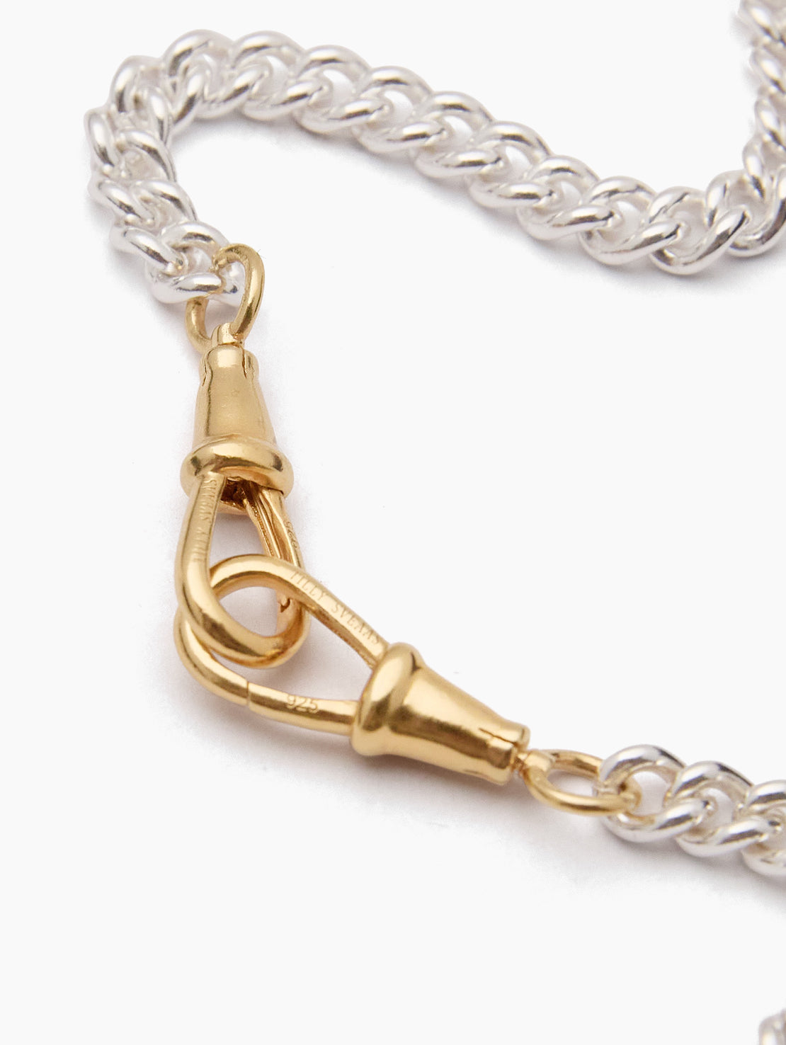 Slim Silver and Gold Curb Clipt Necklace