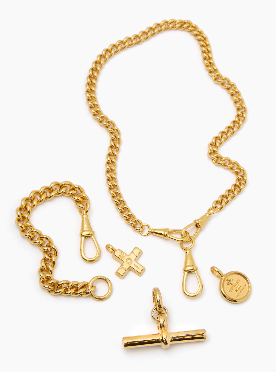 Gold Moi + Toi Curb ClipT Necklace Set