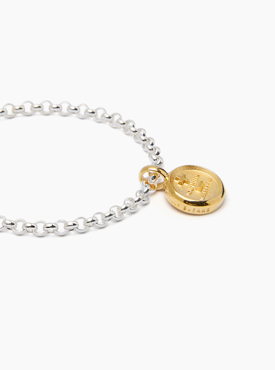 Mixed Metal Small Que Demain Disc on Belcher Bracelet