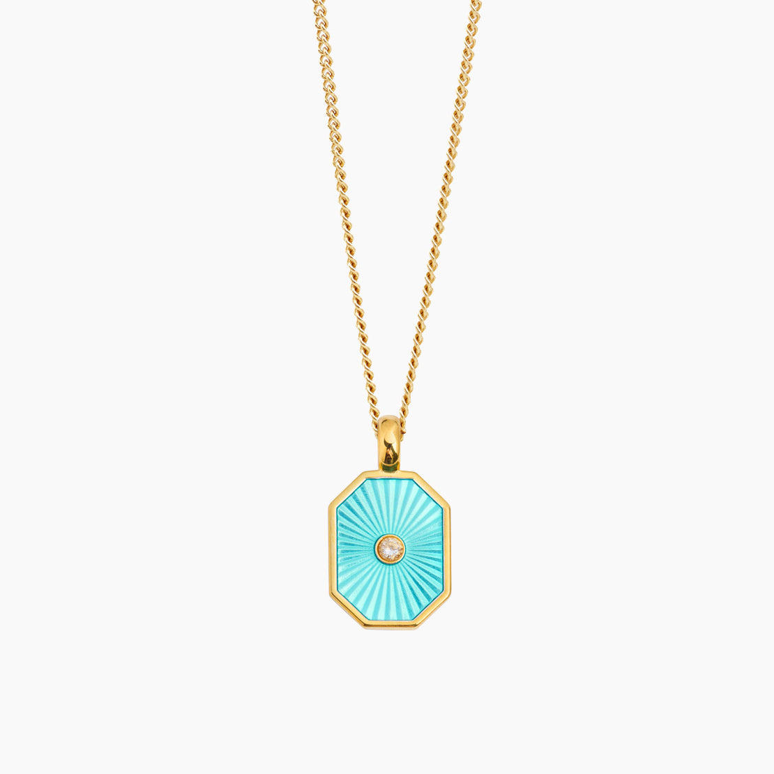 Turquoise Jewelled Octagon on Fine Curb Chain