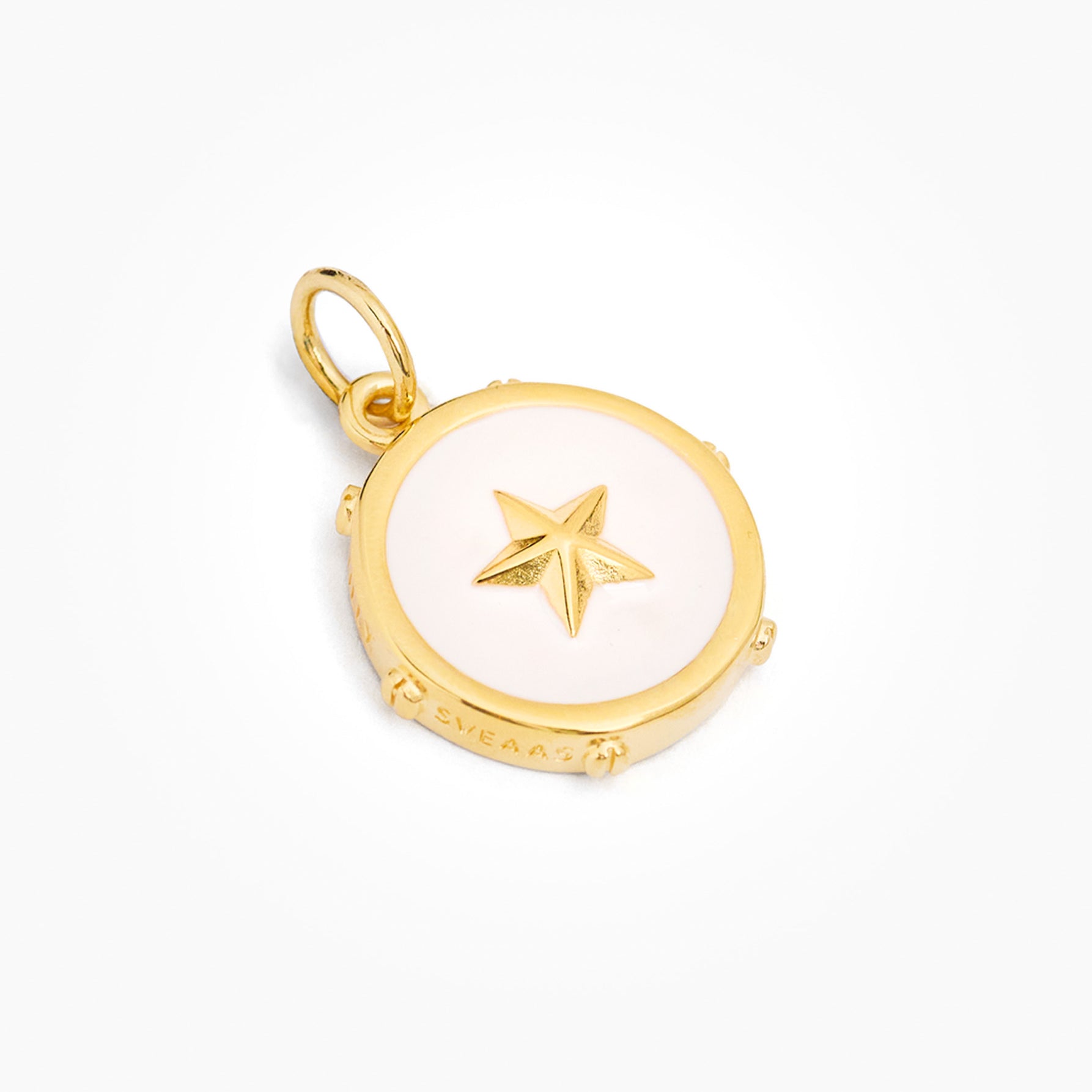 Cream Enamel Star Disc Charm