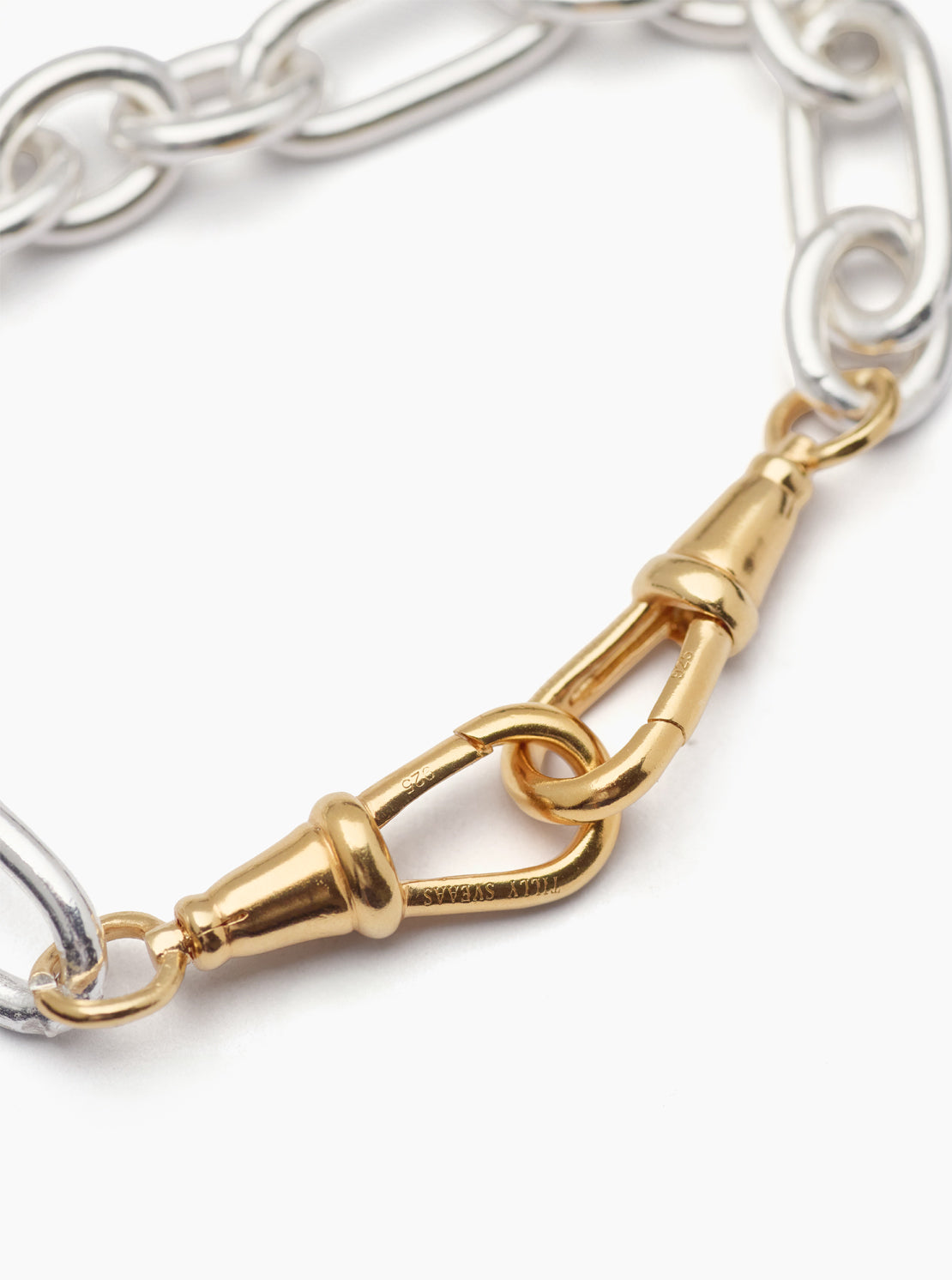 Large Silver and Gold Watch Double Clipt Bracelet