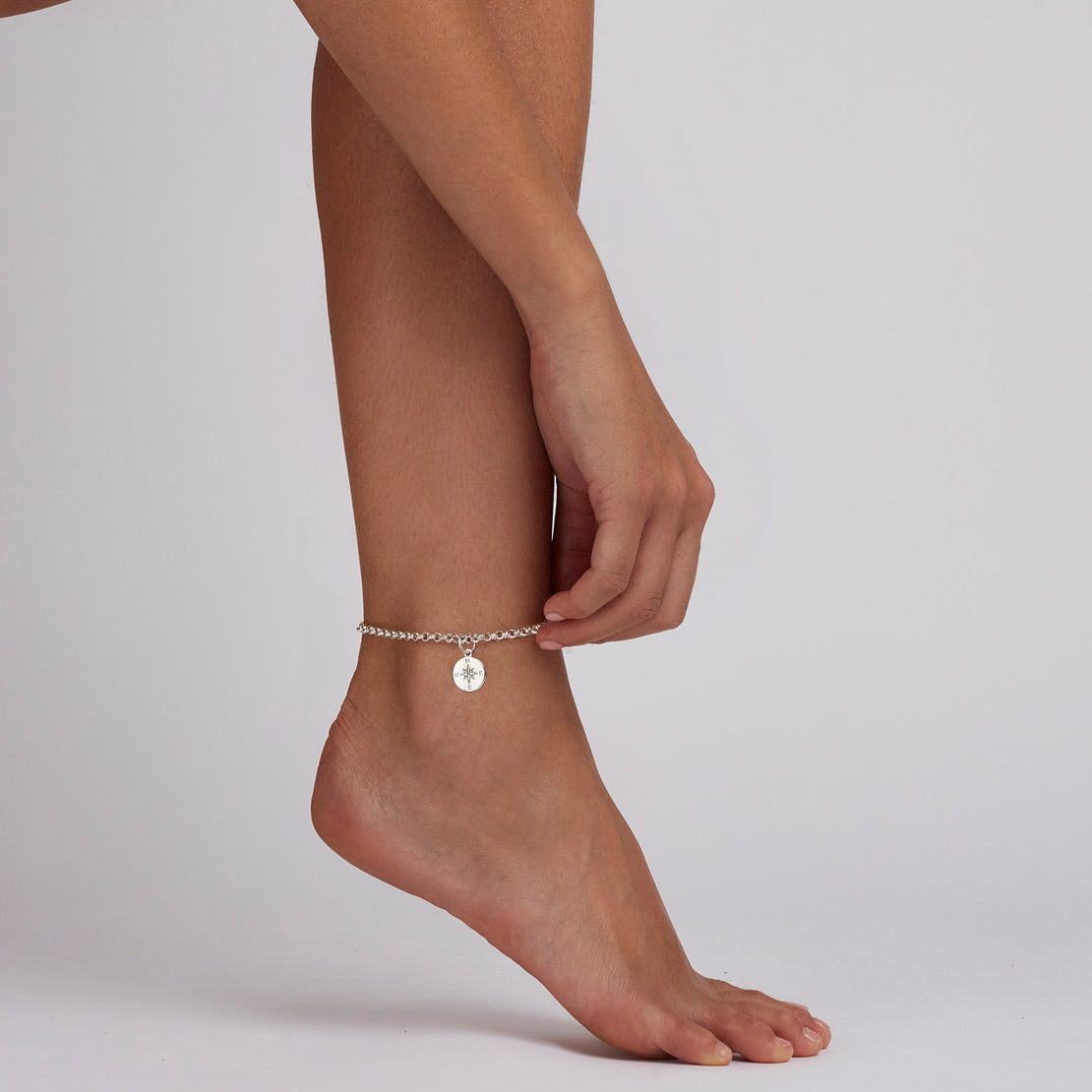 Silver Compass Anklet