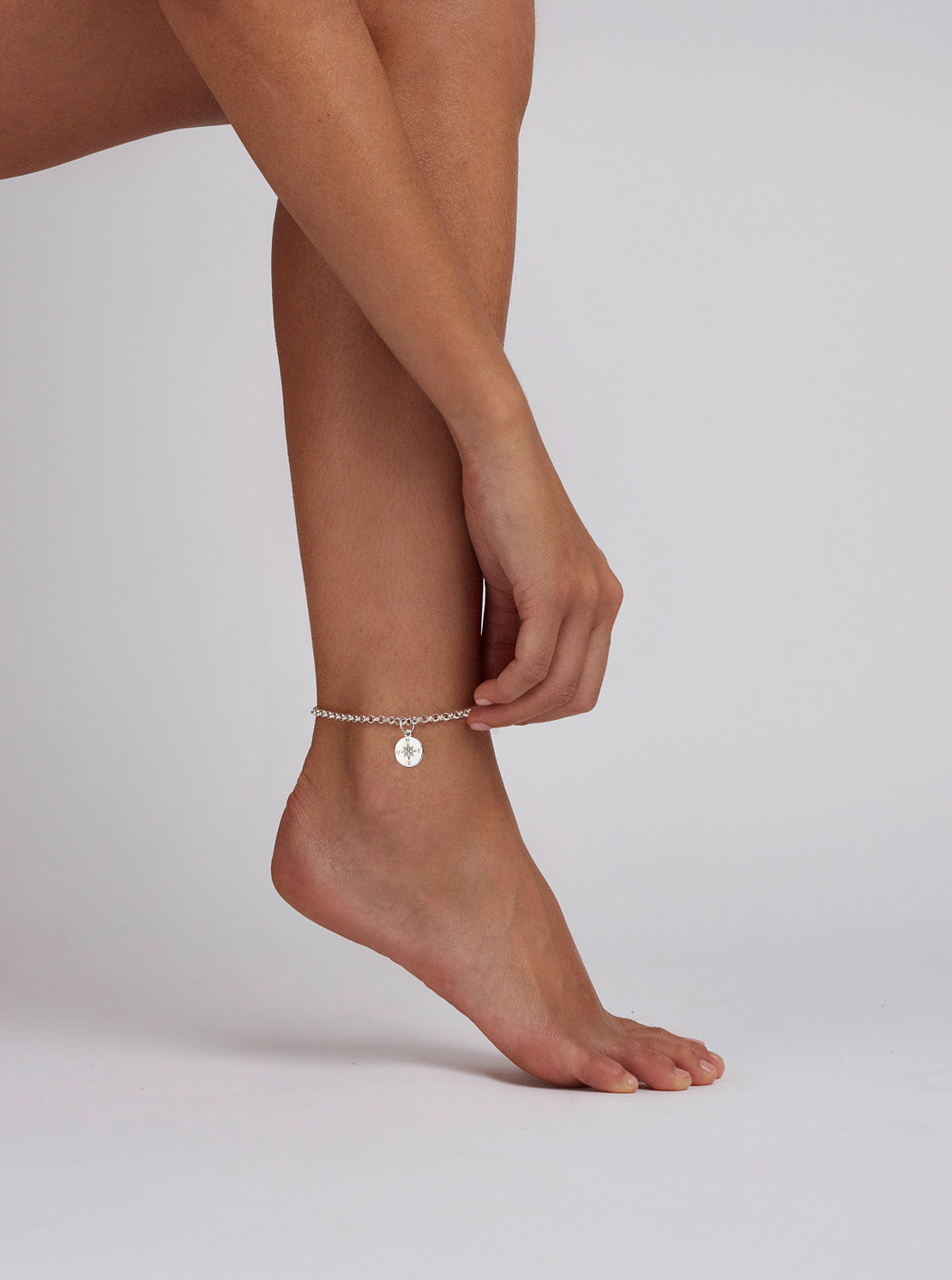 Silver Compass Anklet