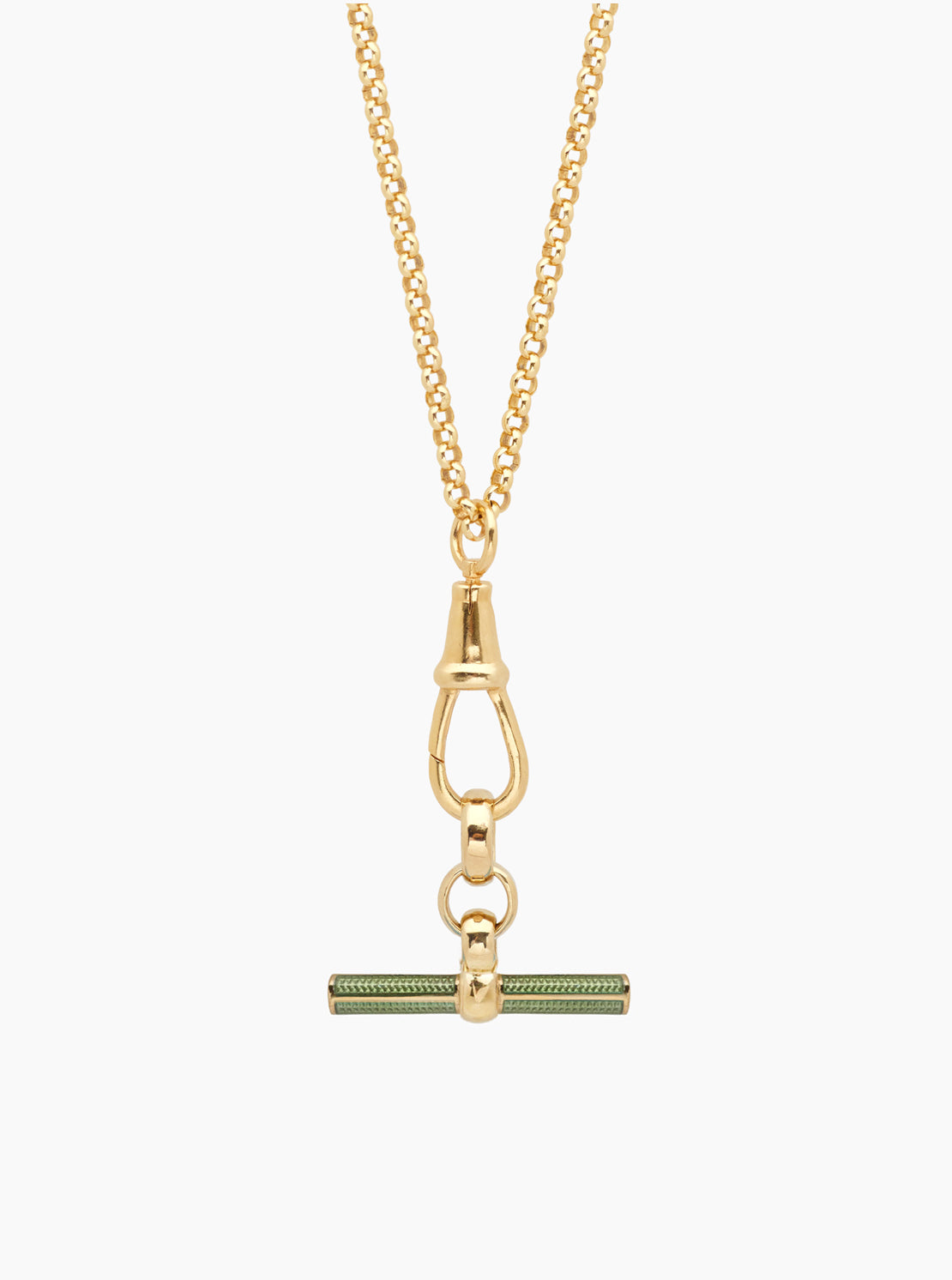 Enamelled Gold T Bar on Belcher Clipt Necklace