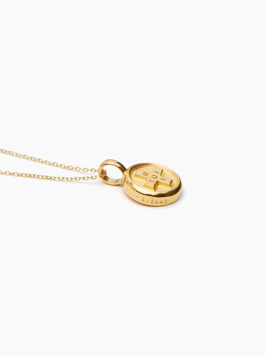 Small Gold Moi + Toi Disc on Trace Chain