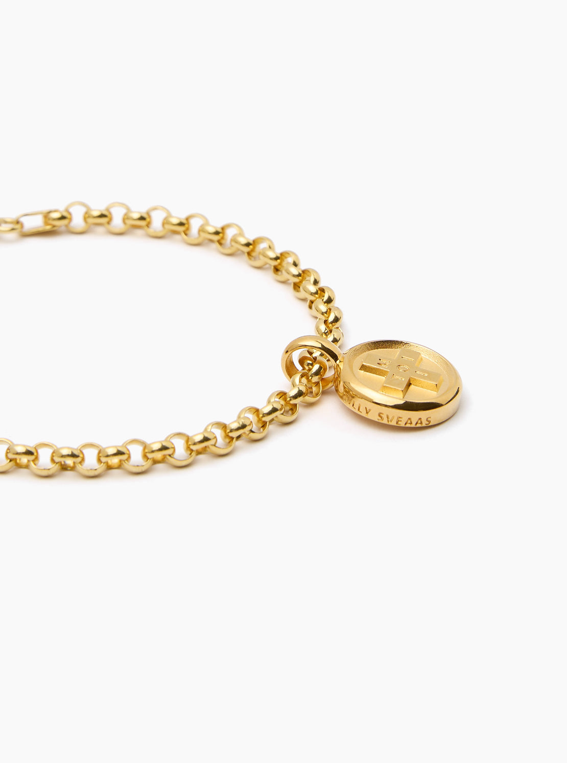Small Gold Moi + Toi Disc on Belcher Bracelet