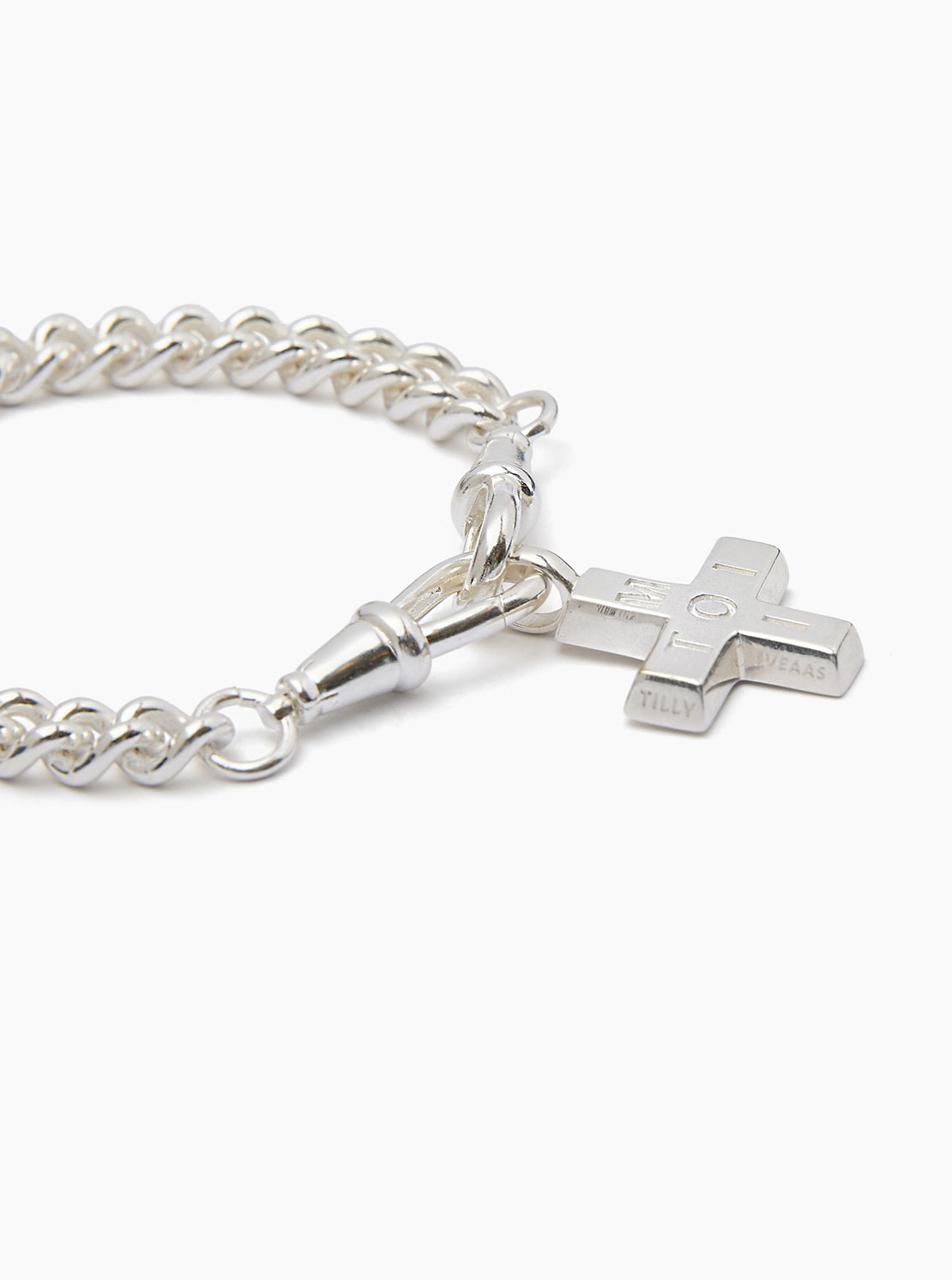 Large Silver Moi + Toi on Medium Curb Clipt Bracelet