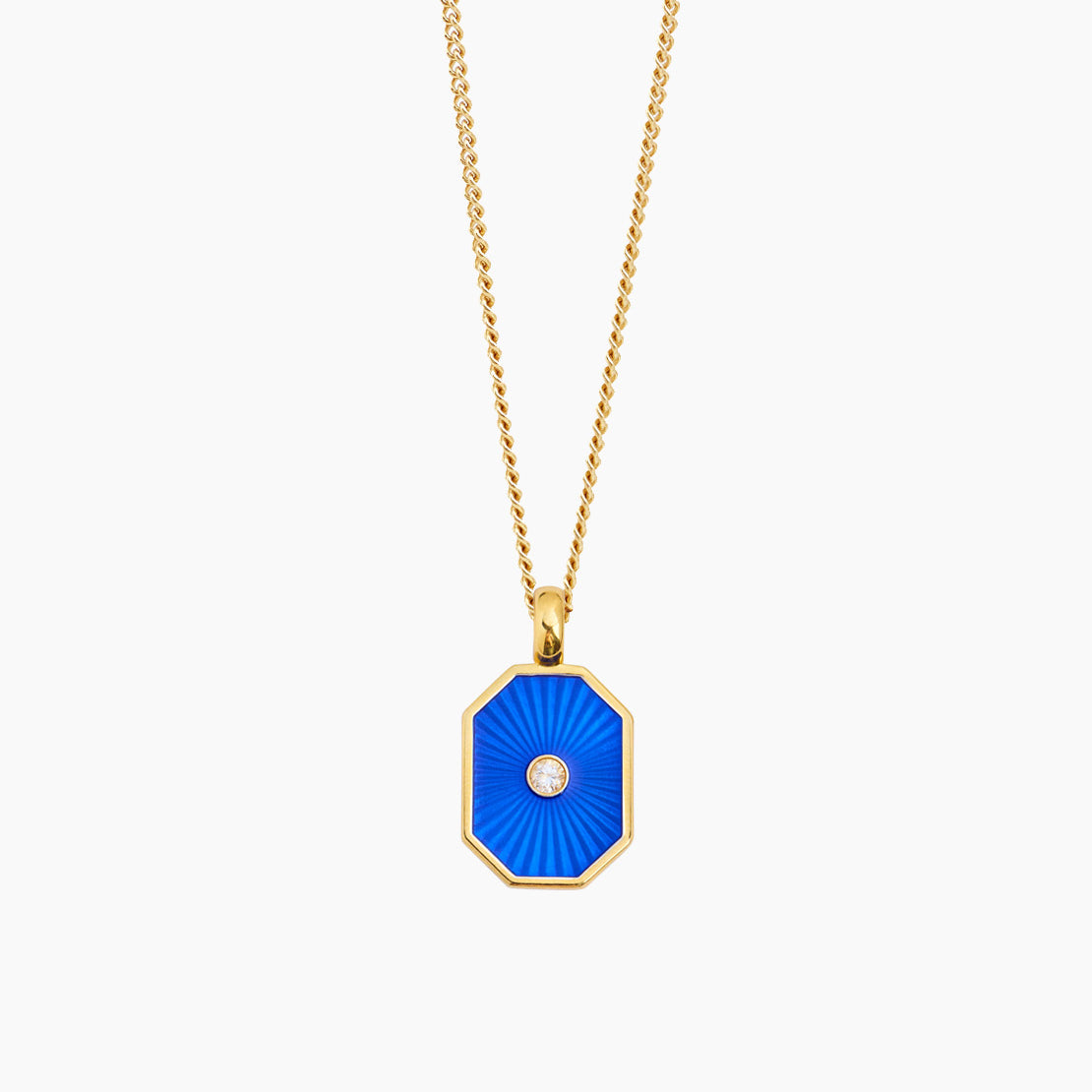 Navy Jewelled Octagon on Fine Curb Chain