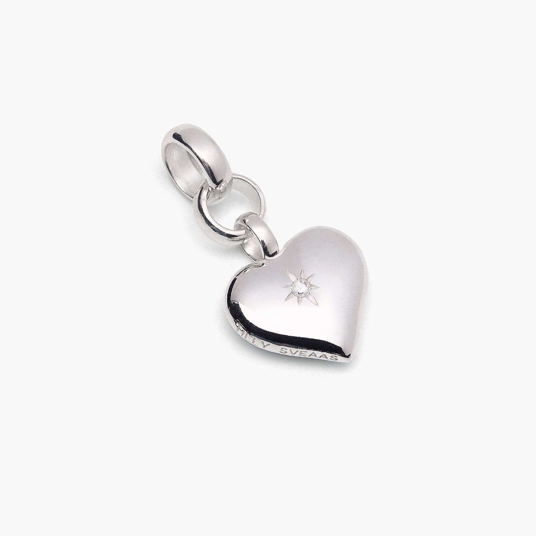 Small Silver Jewelled Heart Charm