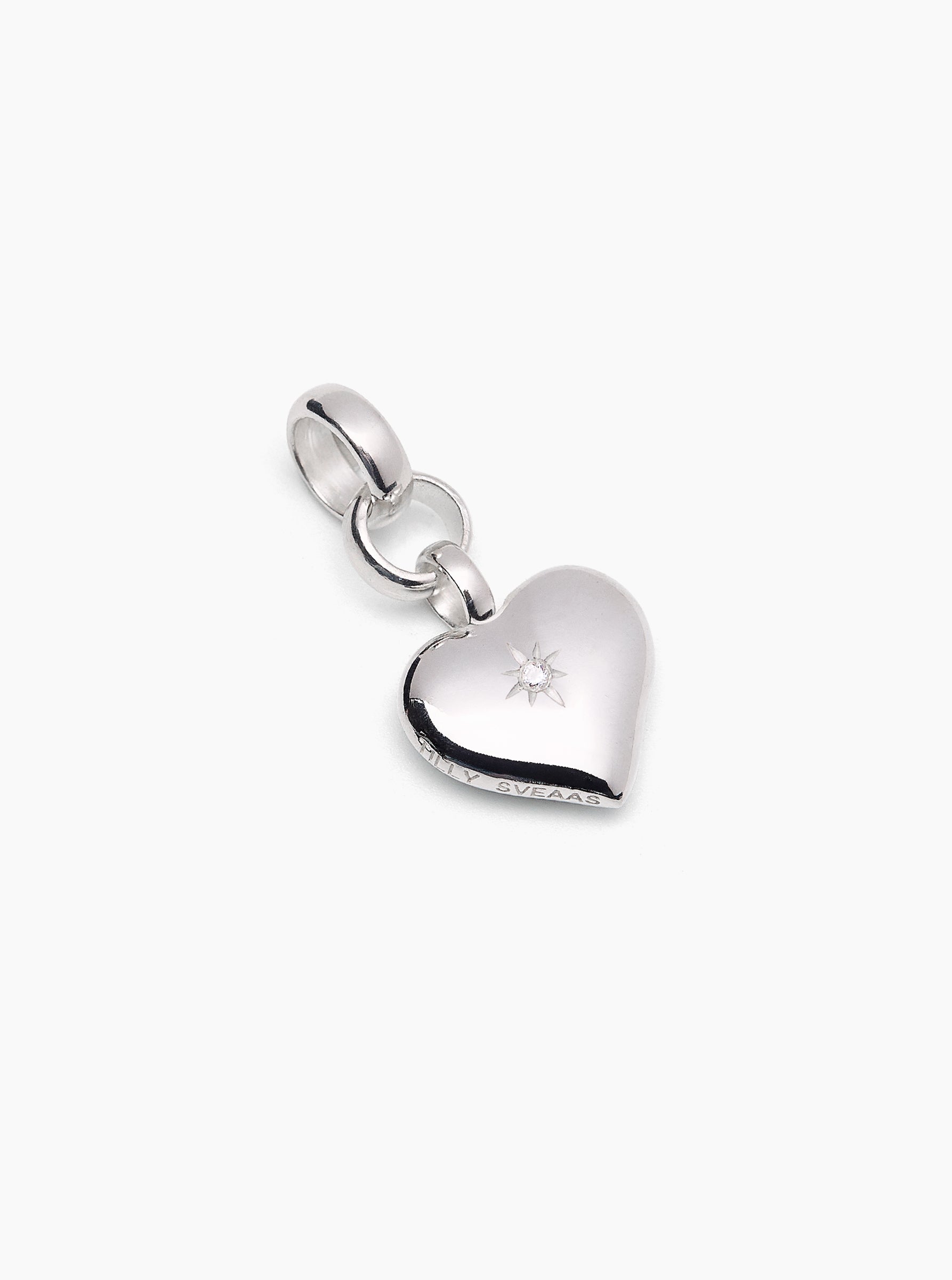 Small Silver Jewelled Heart Charm