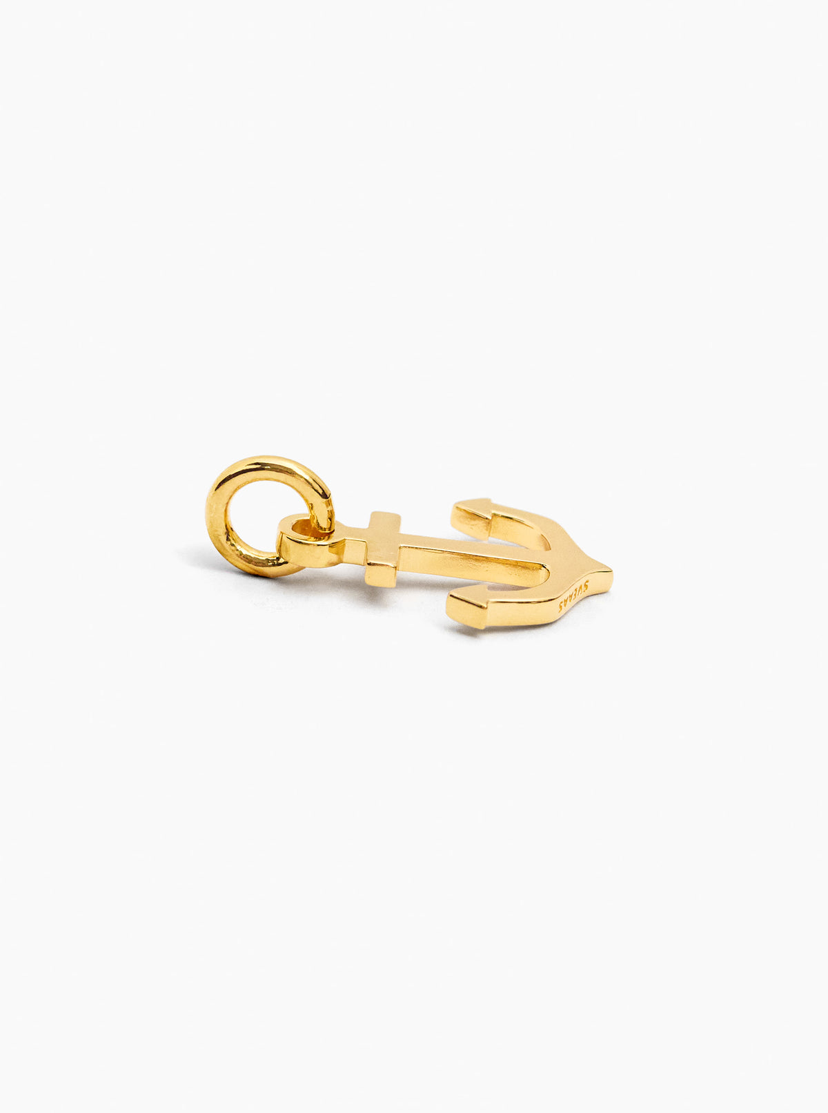 Gold anchor charm with hinged loop and anchor shape