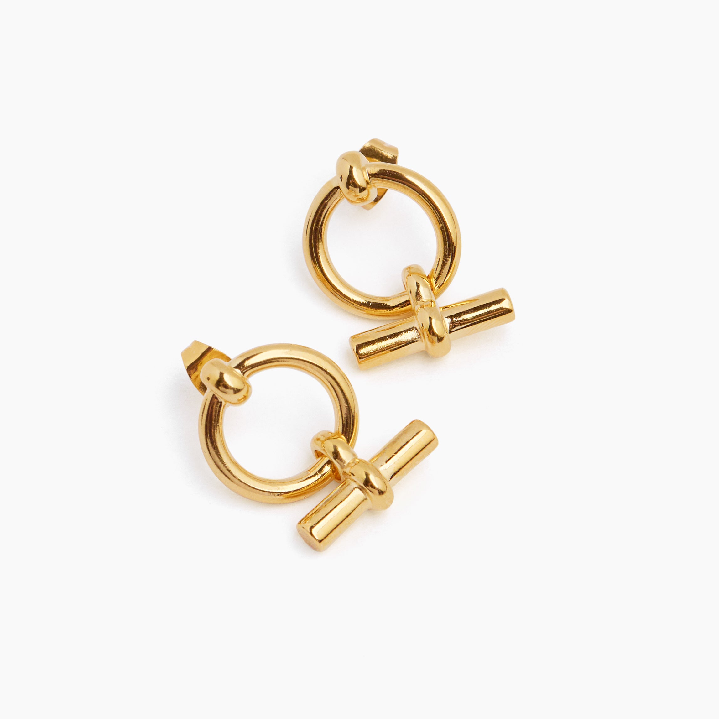 Mini Gold T-Bar Eternity Stud Earrings