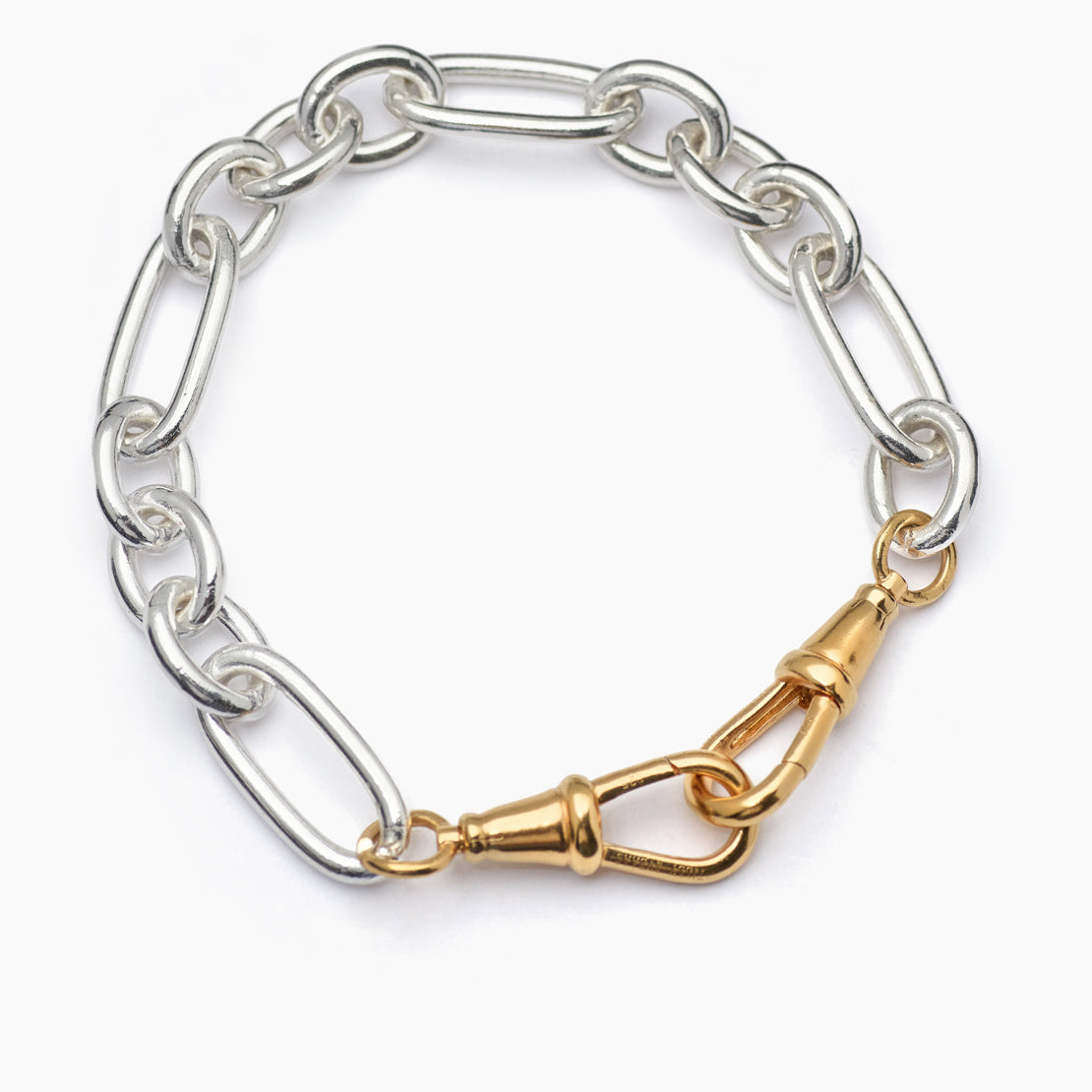 Large Silver and Gold Watch Double Clipt Bracelet