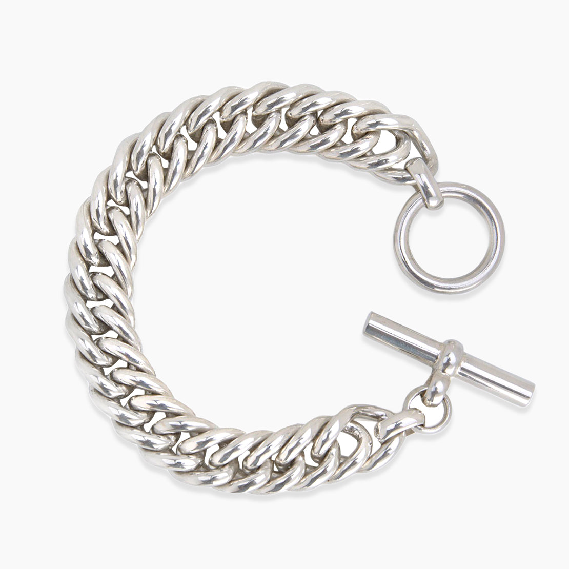 Medium Silver Curb Linked Bracelet