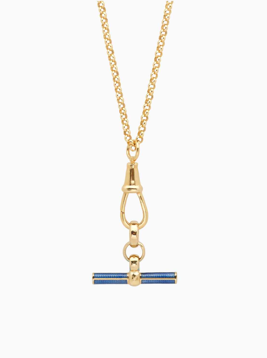 Enamelled Gold T Bar on Belcher Clipt Necklace