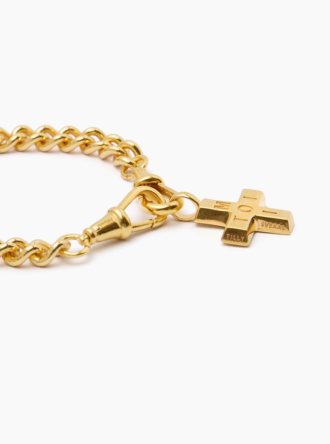 Large Gold Moi + Toi on Medium Curb Clipt Bracelet