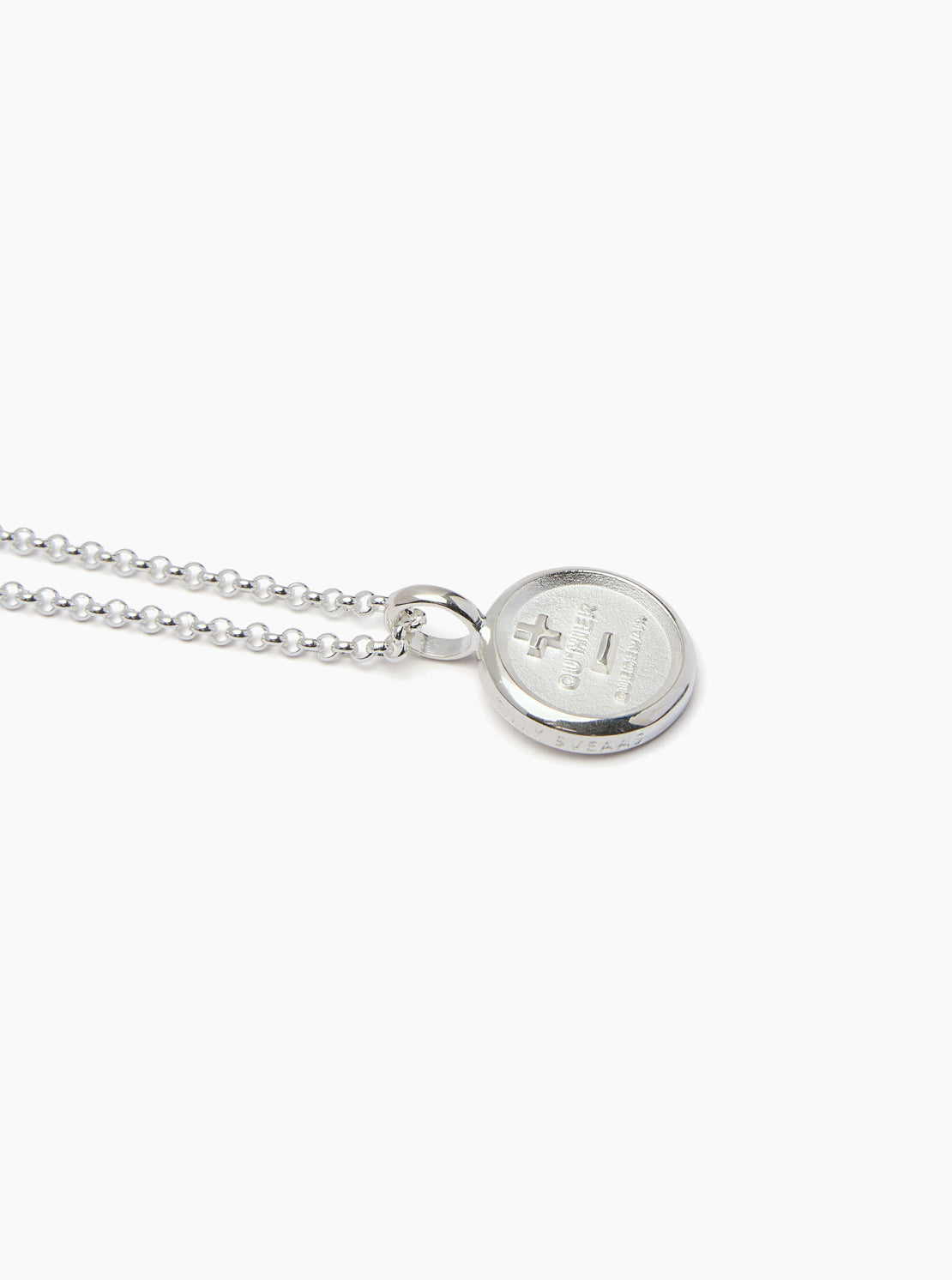 Large Silver Que Demain Disc on Belcher Chain