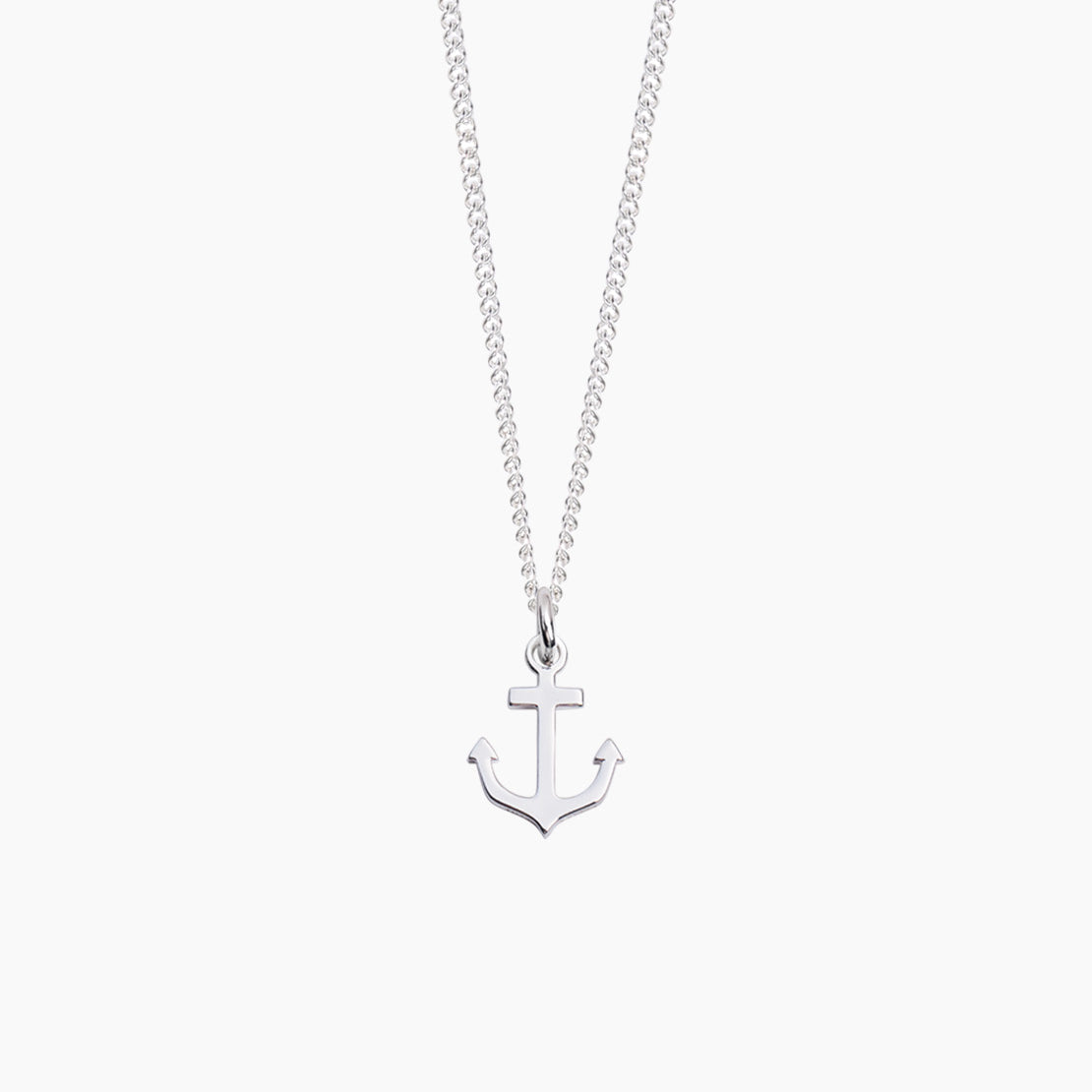 Small Silver Anchor on Fine Curb Chain
