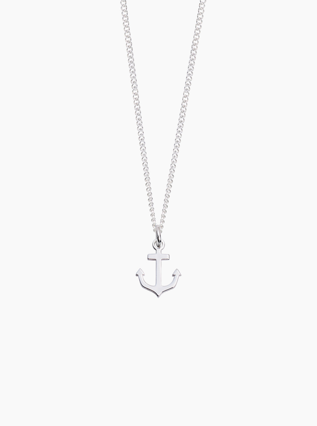 Silver curb chain necklace with small anchor pendant