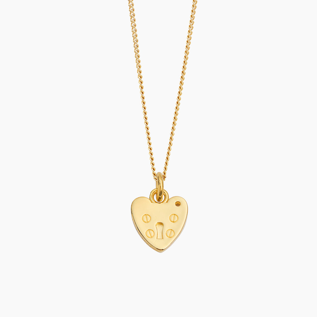 Large Gold Padlock Heart on Fine Curb Chain