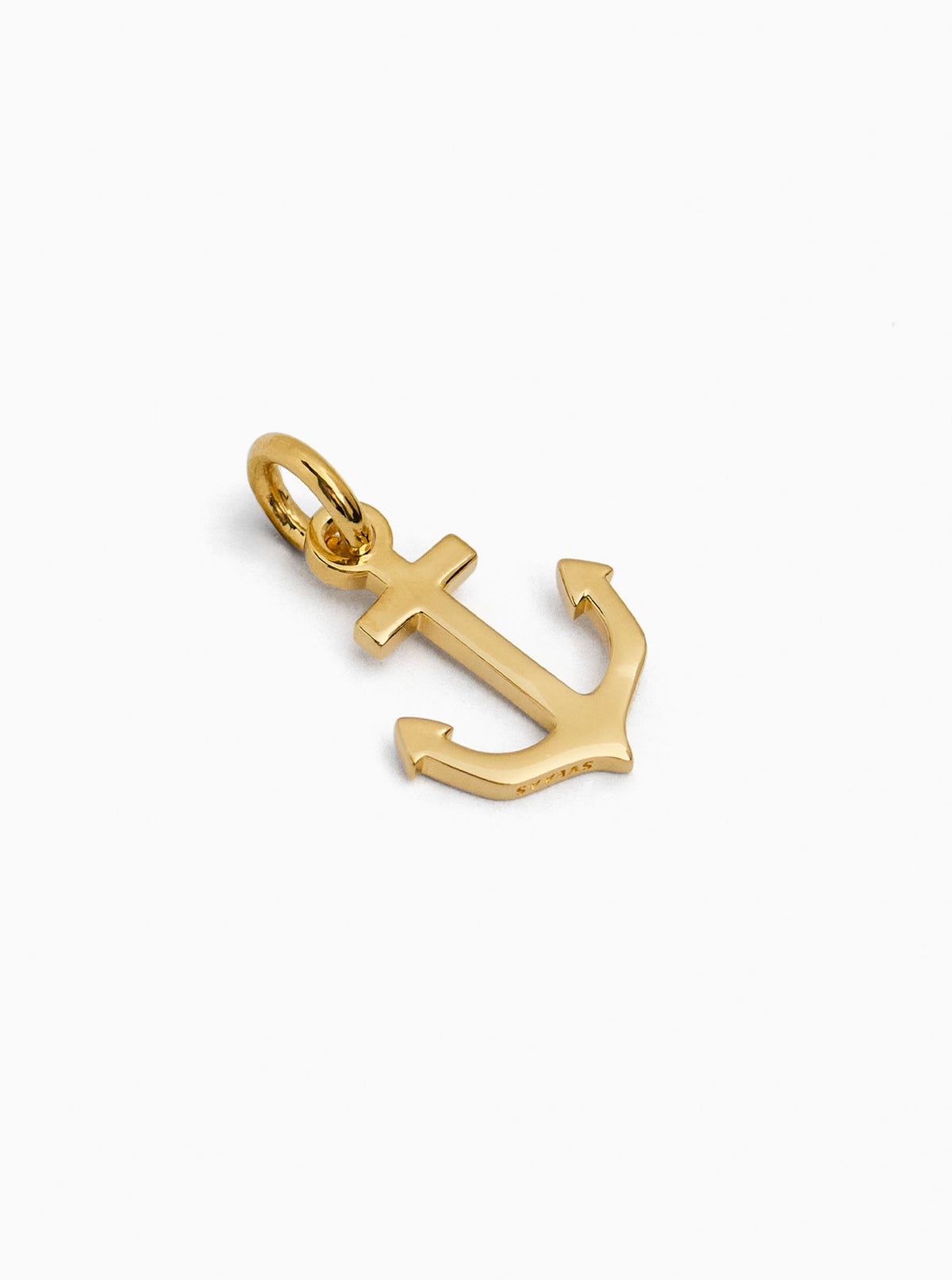 Small gold anchor charm pendant with hinged clasp loop