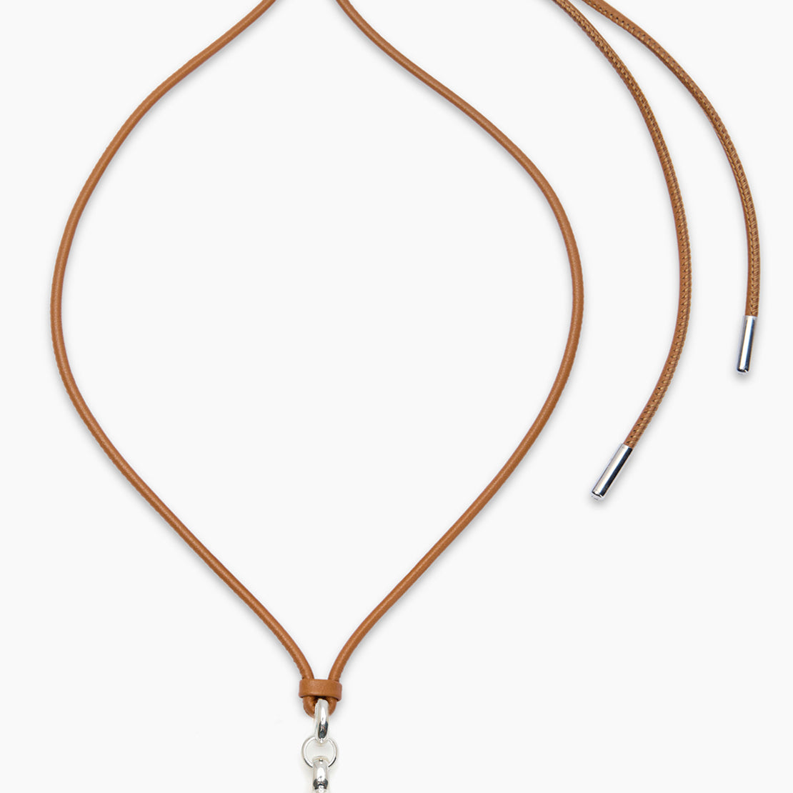 Giant Silver T-Bar on Tan Leather Necklace