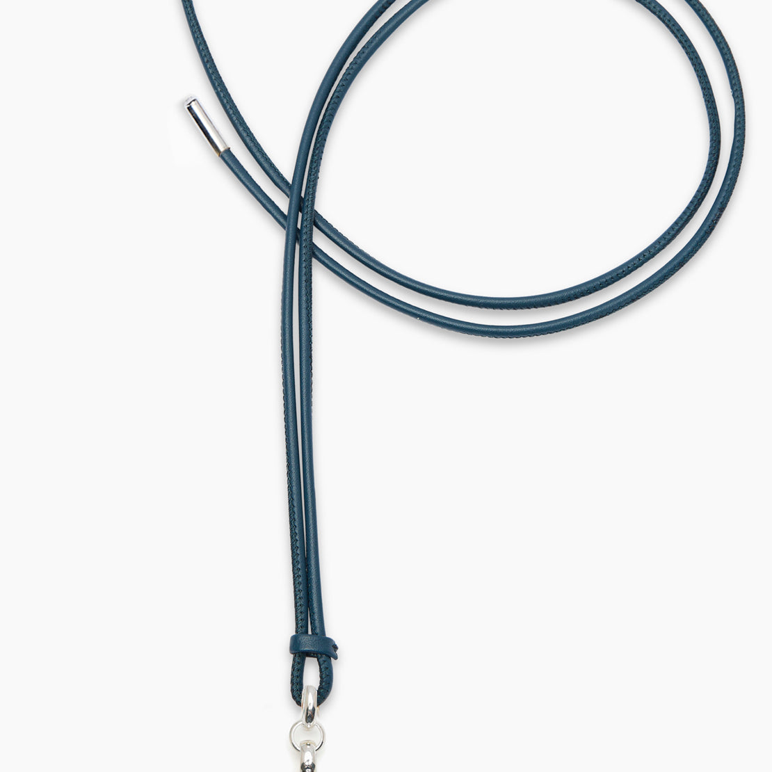 Giant Silver T-Bar on Navy Leather Necklace