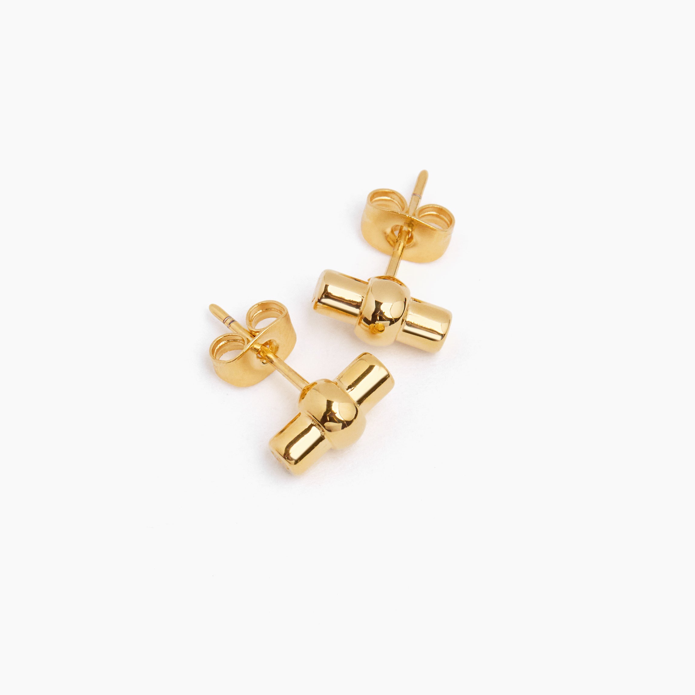 Tiny Gold T-Bar Stud Earrings