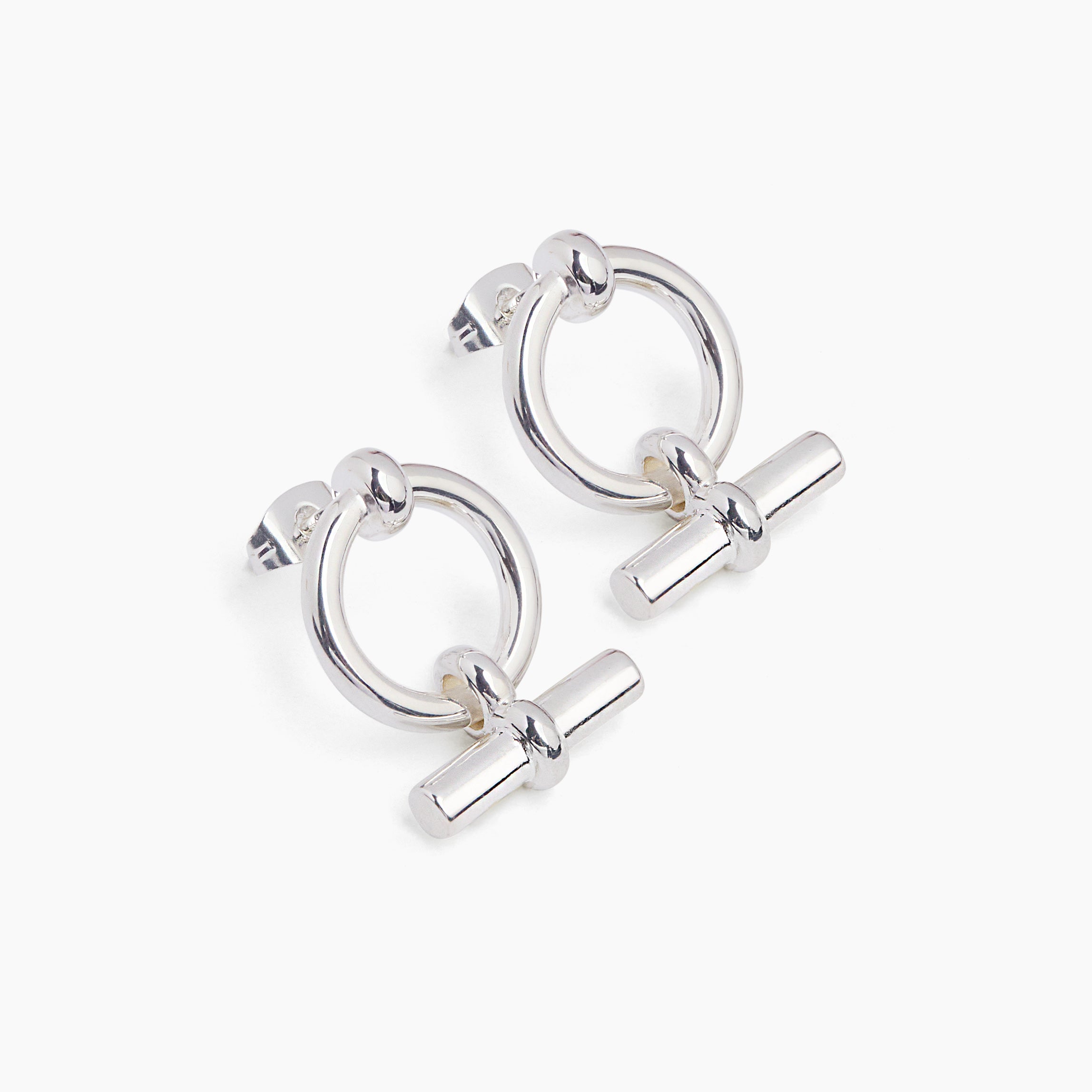 Mini Silver T-Bar Eternity Stud Earrings