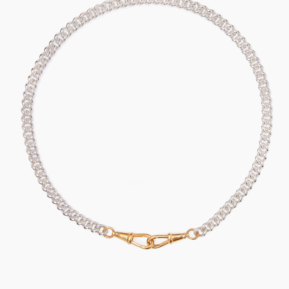 Medium Silver and Gold Curb Clipt Necklace