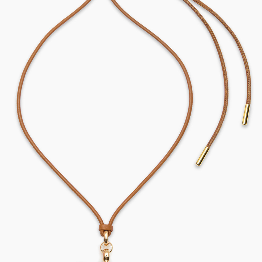 Giant Gold T-Bar on Tan Leather Necklace