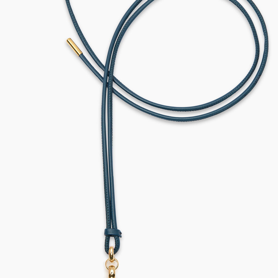 Giant Gold T-Bar on Navy Leather Necklace
