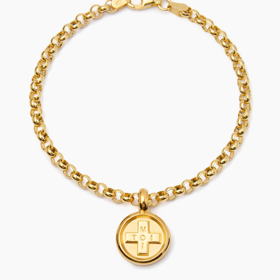 Small Gold Moi + Toi Disc on Belcher Bracelet