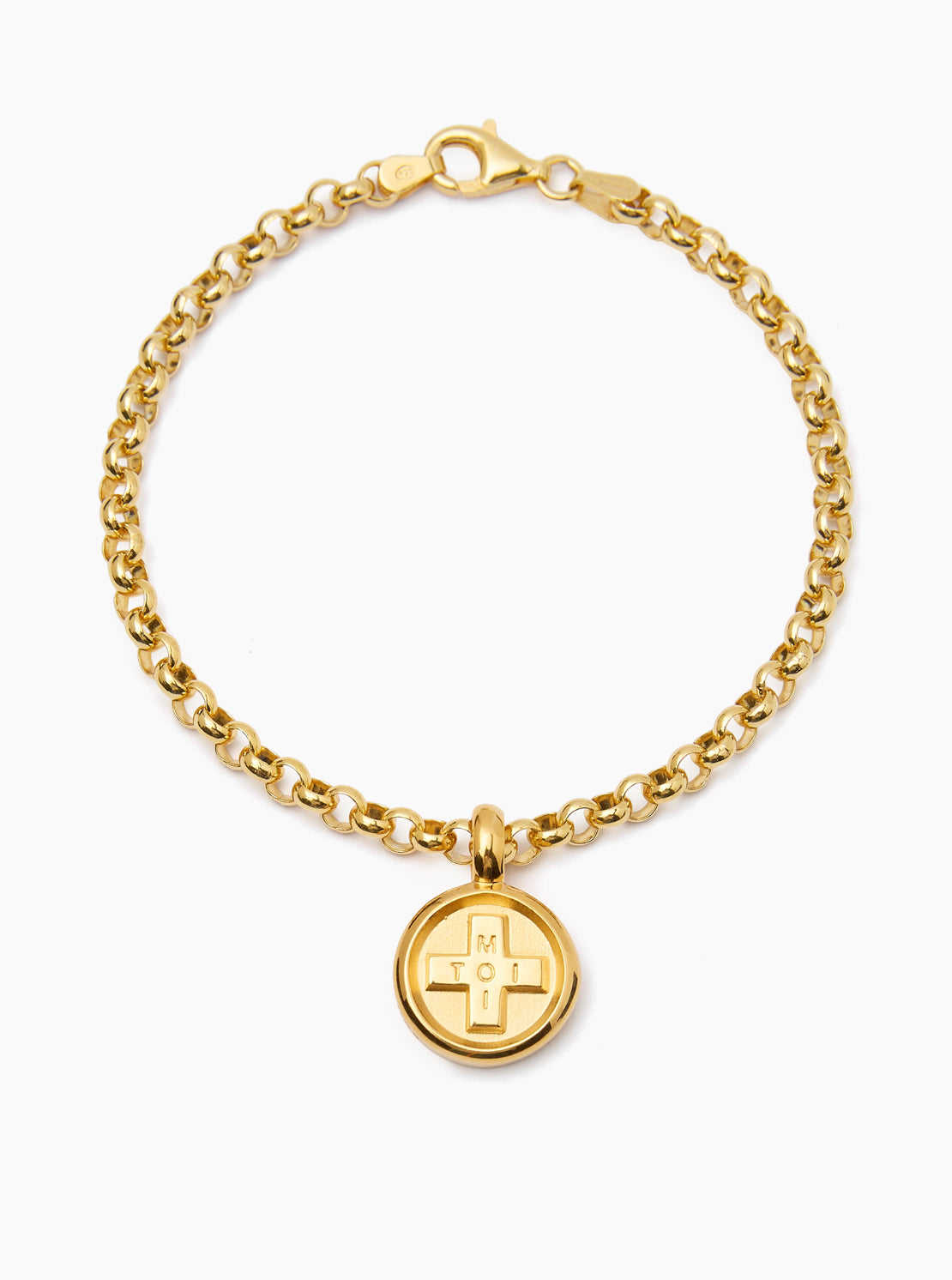 Small Gold Moi + Toi Disc on Belcher Bracelet