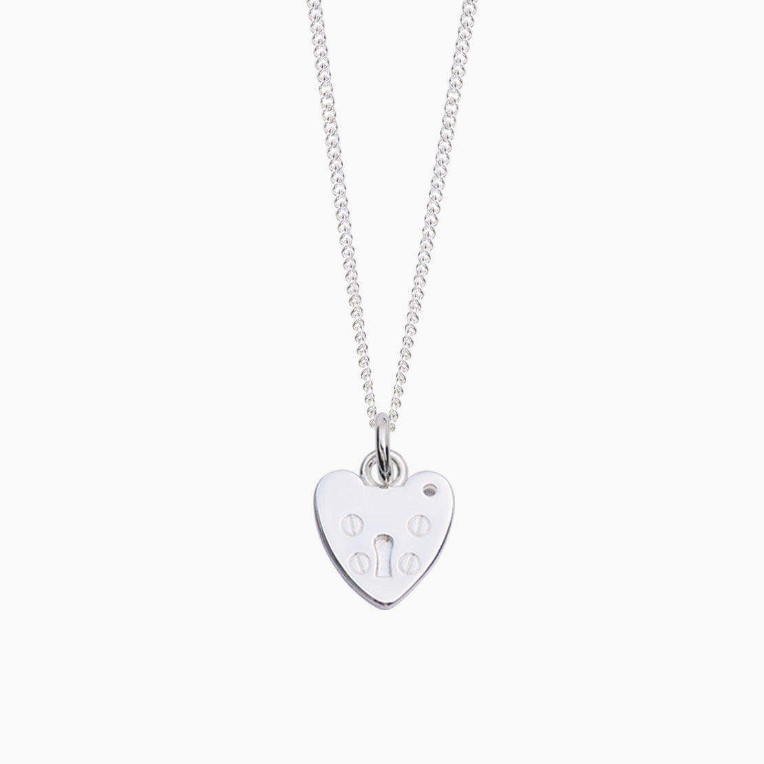 Large Silver Padlock Heart on Fine Curb Chain