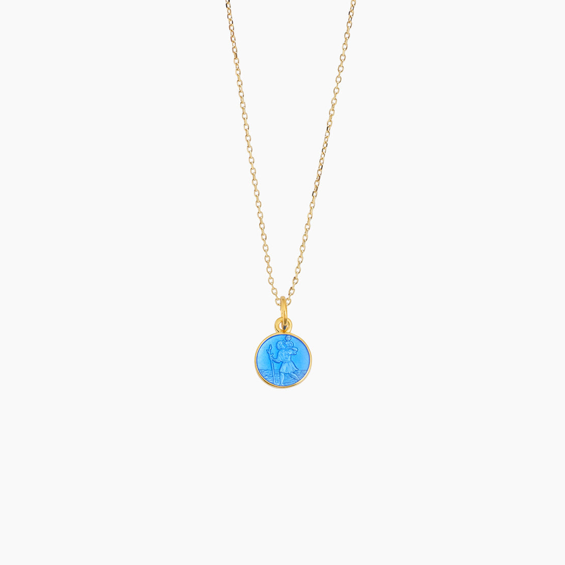 Blue St Christopher on Trace Chain