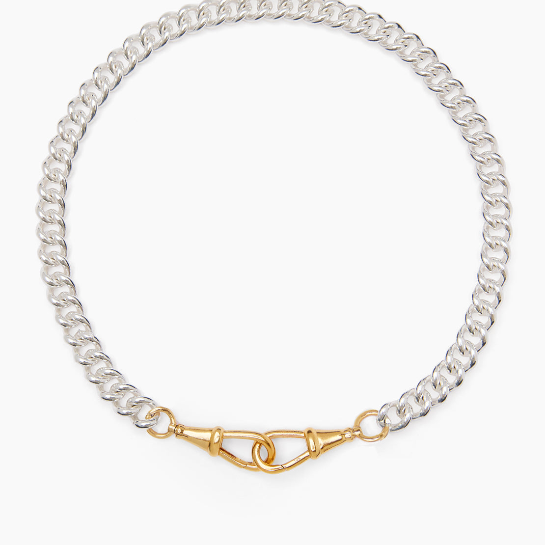 Large Silver and Gold Curb Clipt Necklace