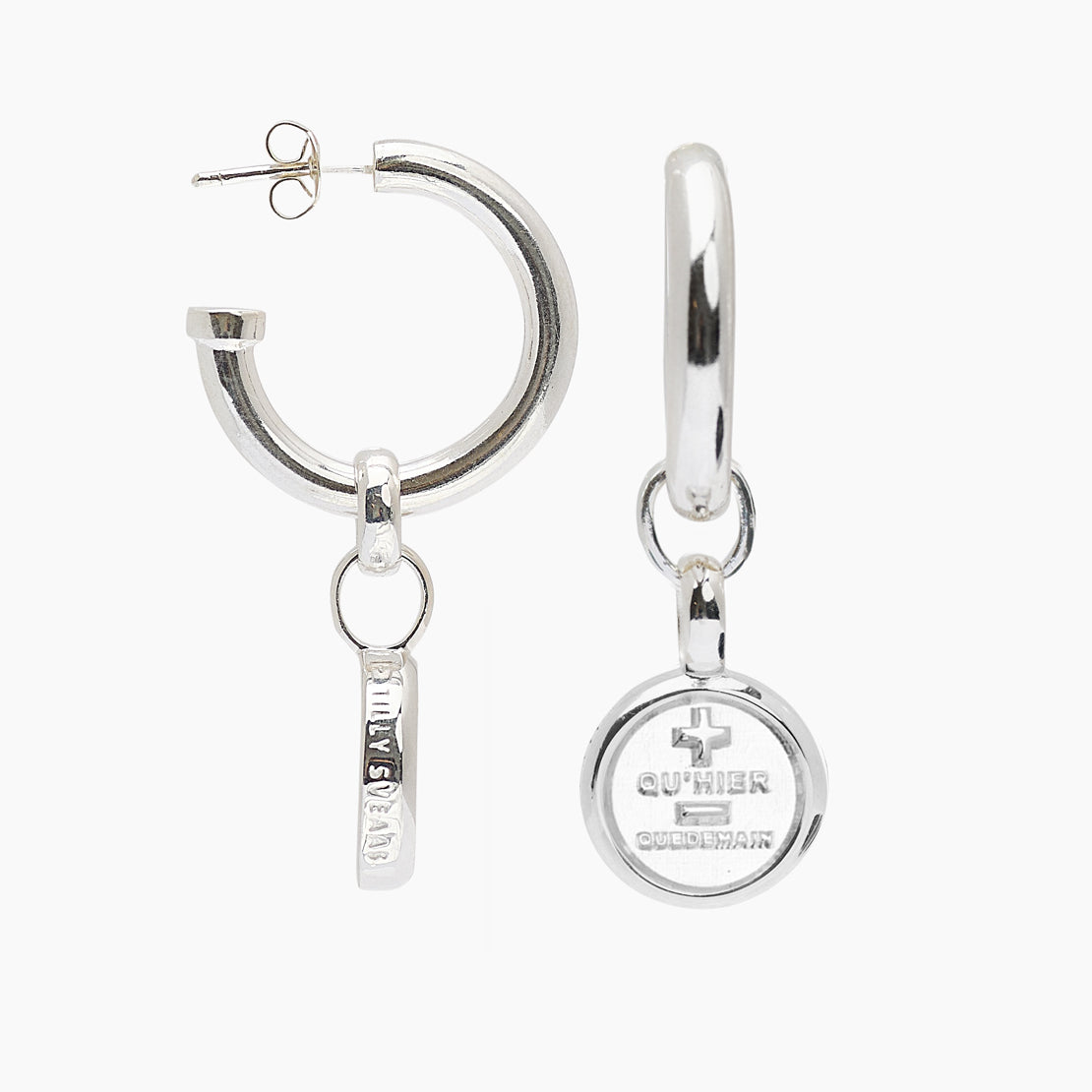 Silver Que Demain Disc Earrings